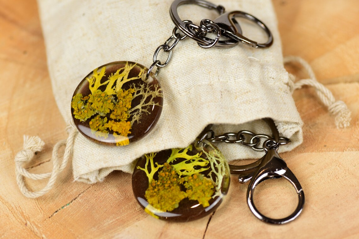 Botanical Resin Bag Charm - Lichen Forest Keychain, photo 2