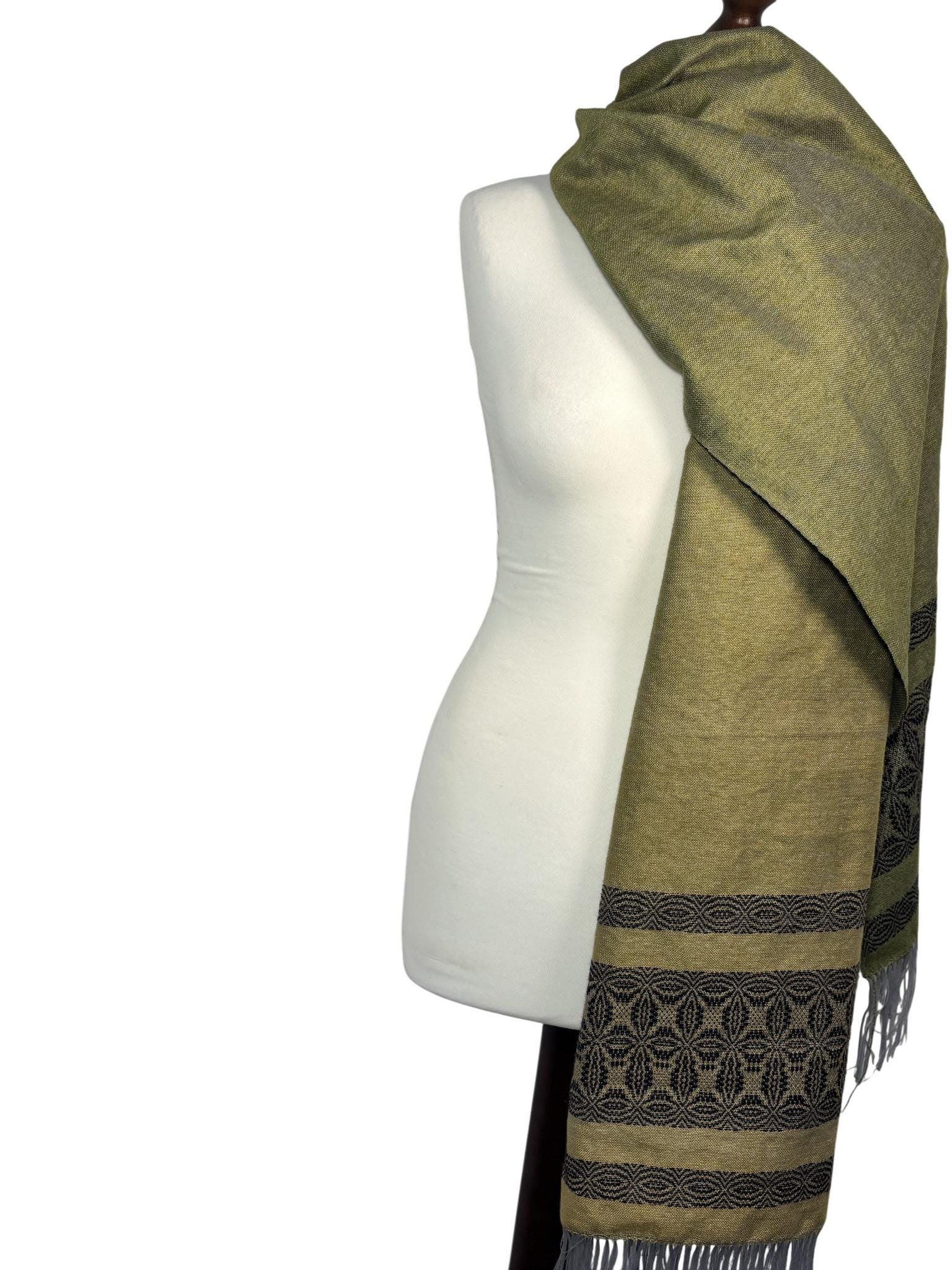 Handwoven Personalized Green Ombré Silk Camel Hair Scarf, Artisan Fringe, Personalized Shawl, photo 2