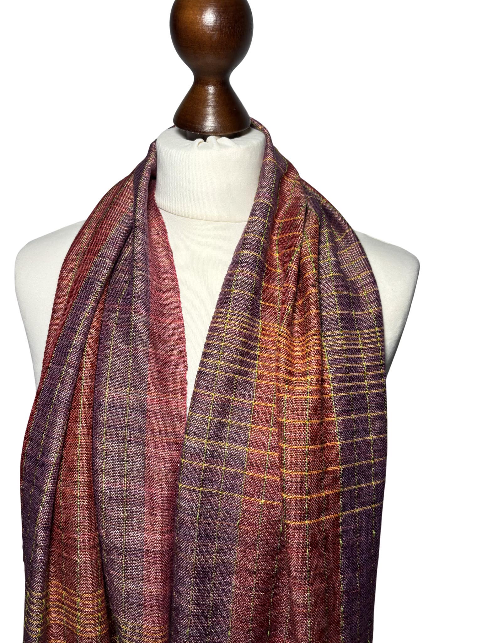 Handwoven Mauve Purple 100% Silk Shawl – Lightweight Elegant Wrap, Personalized with Monogram, Gift Card, photo 4