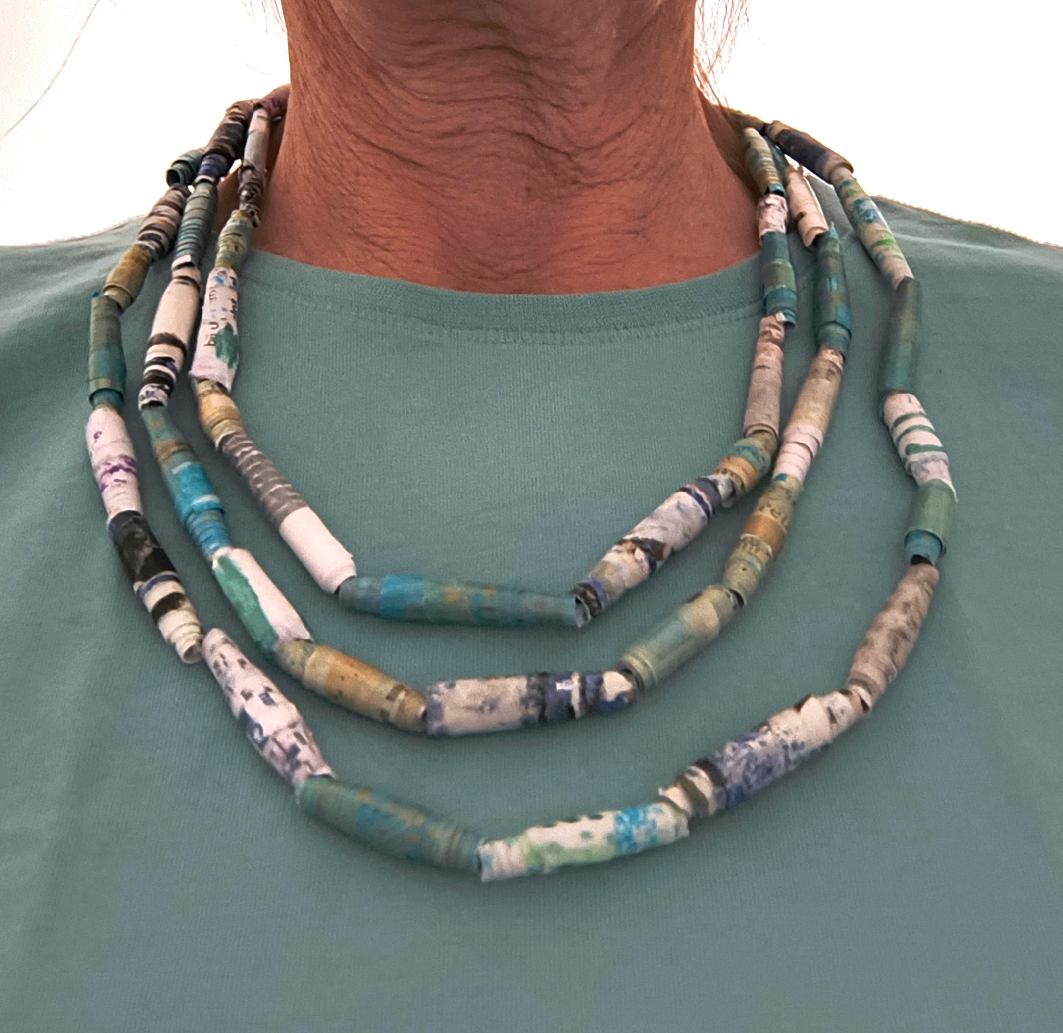Necklace turqoise - white - gold