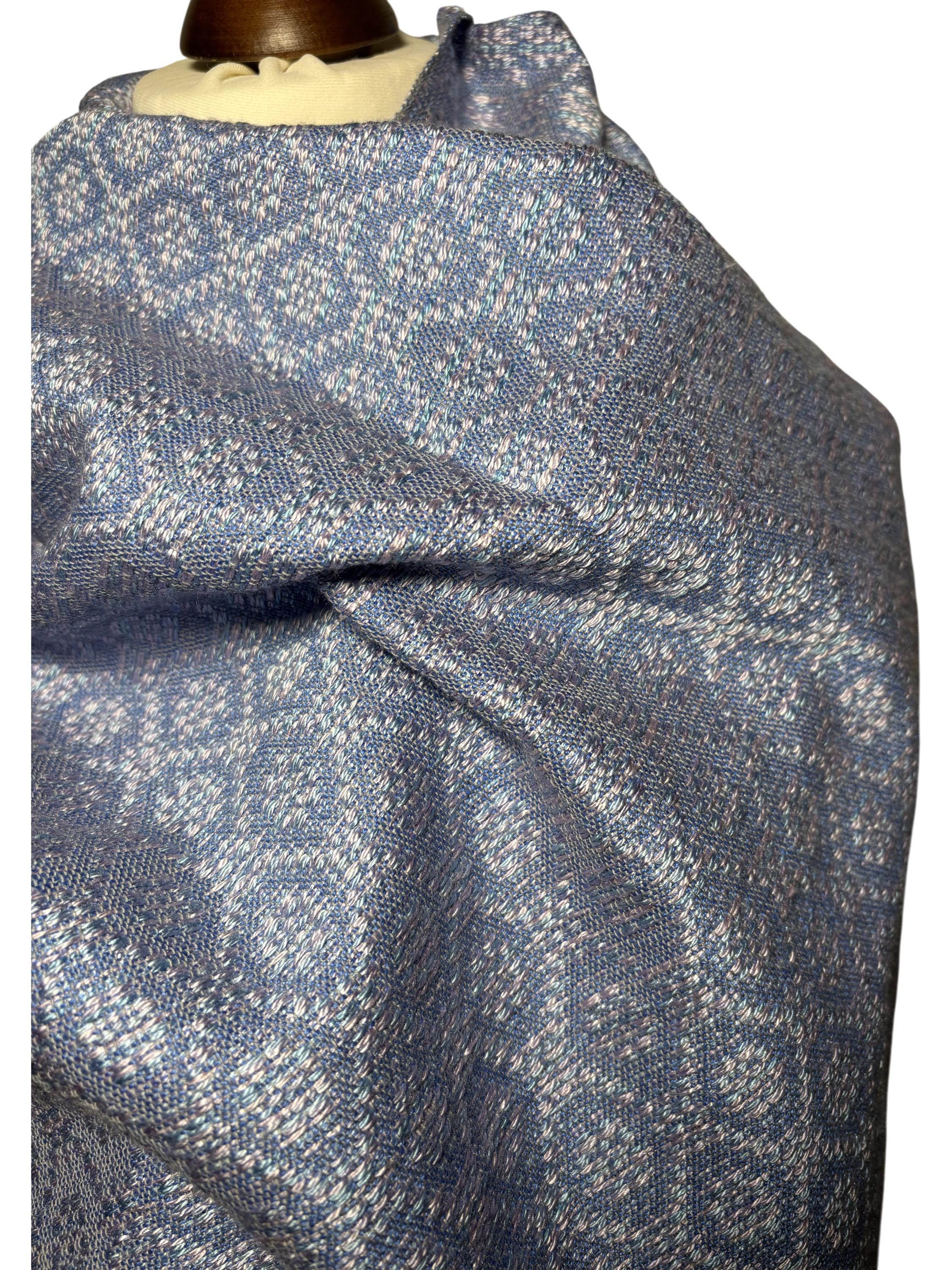 Personizable Cornflower Blue Handwoven Silk Shawl – Oversized Silk Blanket Scarf & Luxury Wrap, photo 4