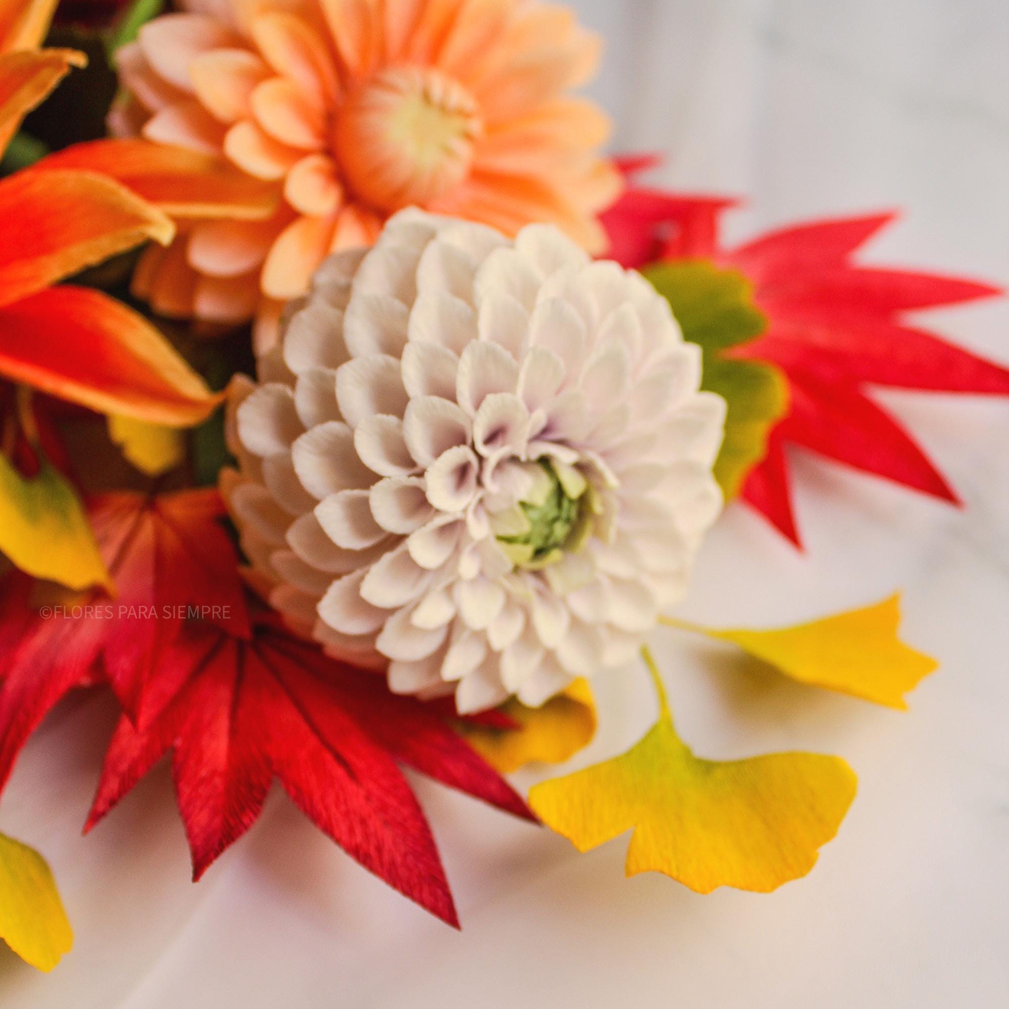 Handmade crepe paper dahlia bouquet for Autumn decor and weddings, photo 5