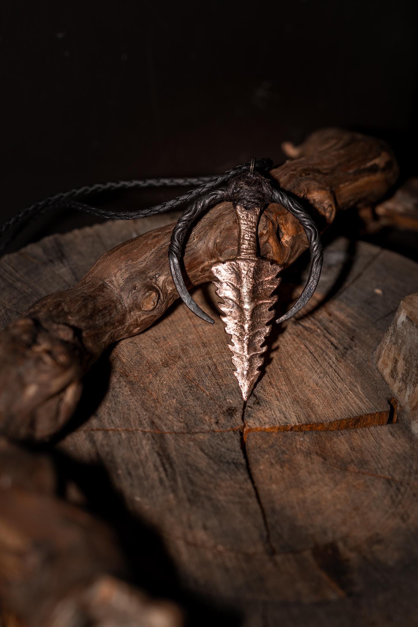 Nightwalker Witch Talisman, Hand-forged iron, cast bronze pendant, photo 2