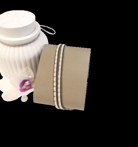 Double wrap bracelet, ivory unisex glass bracelet, photo 3