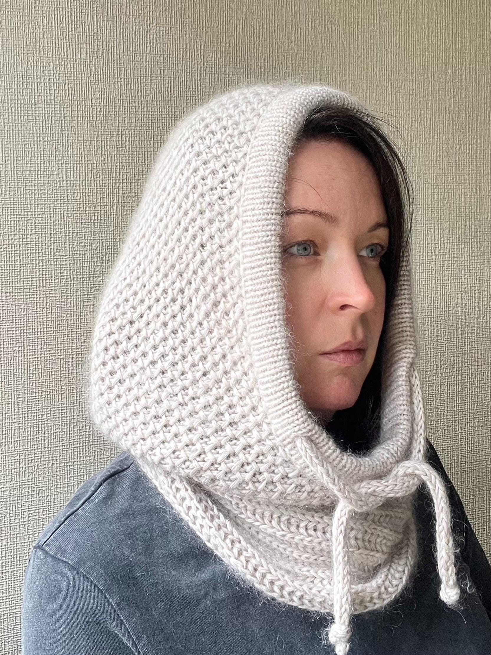 Hand Knit Alpaca Mohair Balaclava Scarf, Women's Winter Hooded Cowl, photo 2