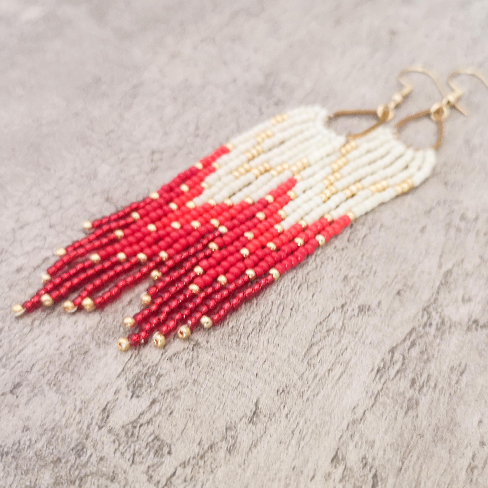 Dangle beaded fringe earrings, long earrings, photo 5