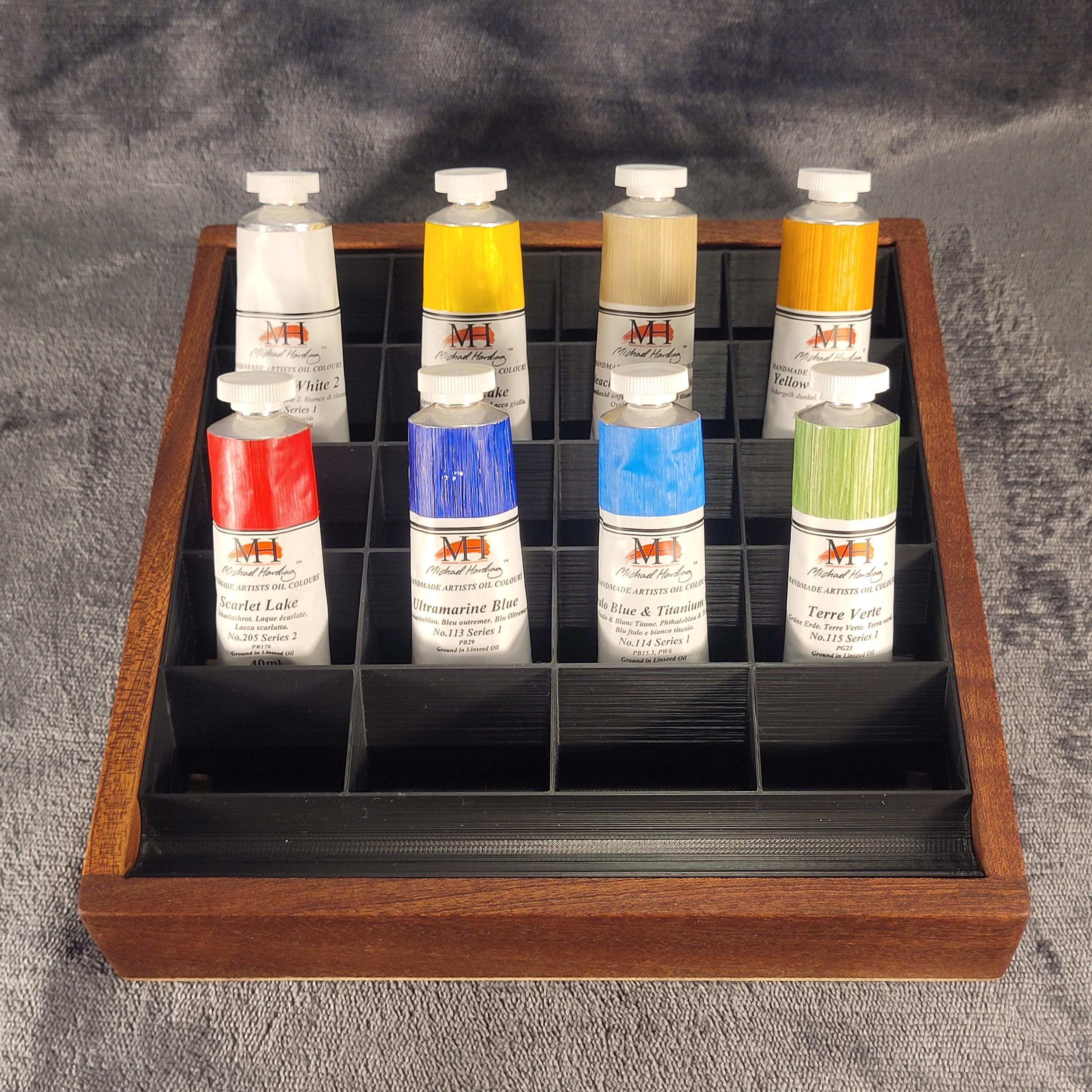 Teak Paint Tube Organizer – Artist Studio Storage Box for Oils, Acrylics, photo 2