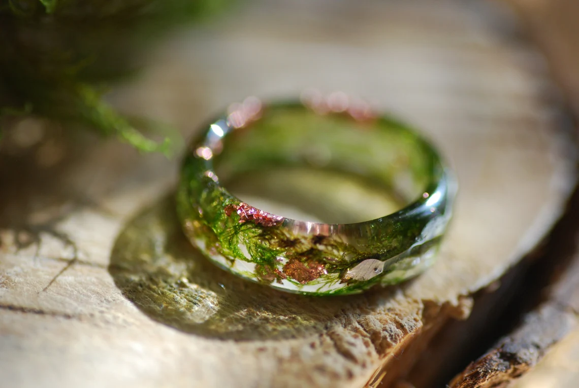 Fairy Forest Moss Ring With Copper