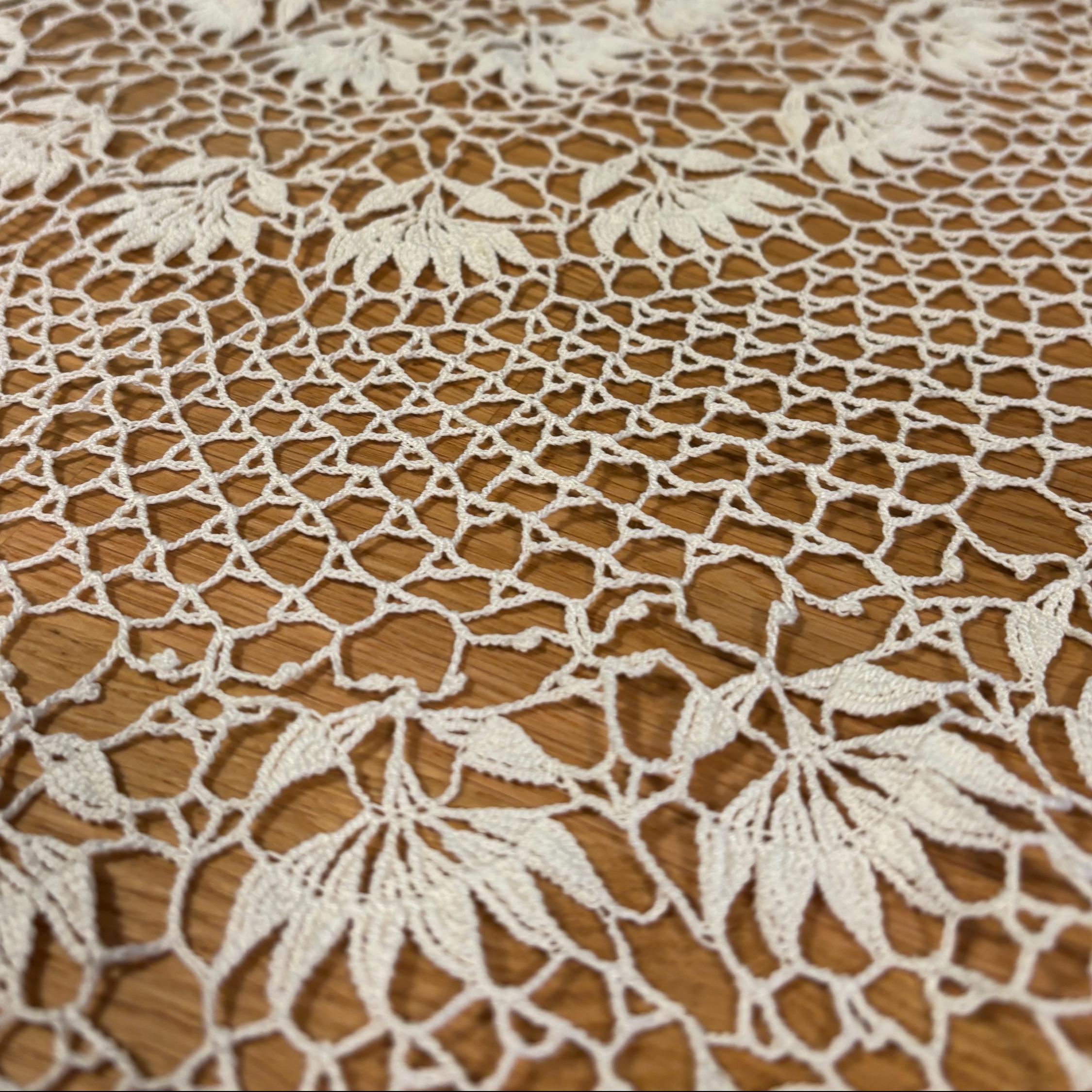 Handmade Crochet Lace Floral Table Centerpiece, Farmhouse Doily (60x60 cm), photo 4