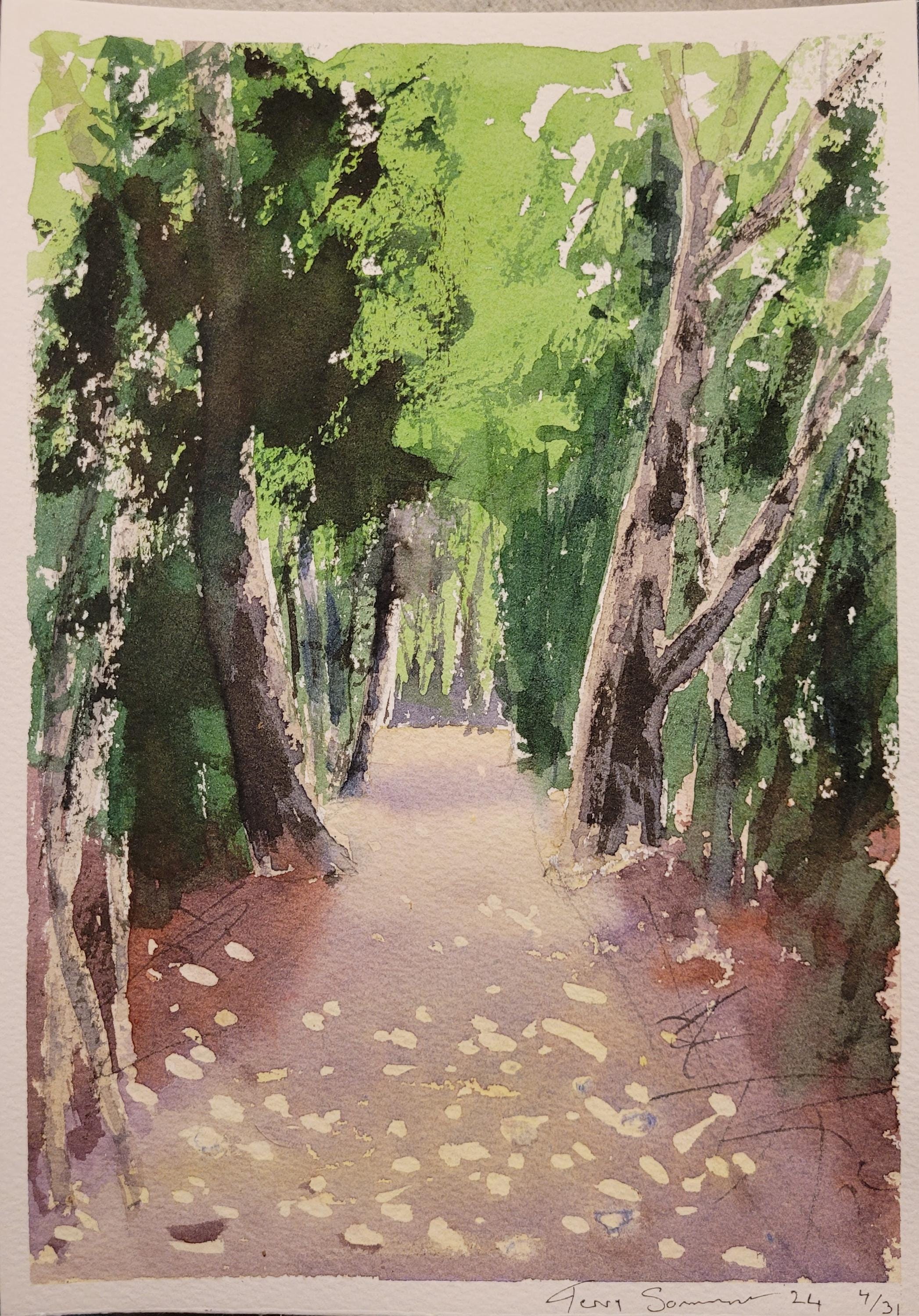 Daily Painting - Marlay Park Dublin - Original Watercolor - NOT a Print - 7 x10 inches