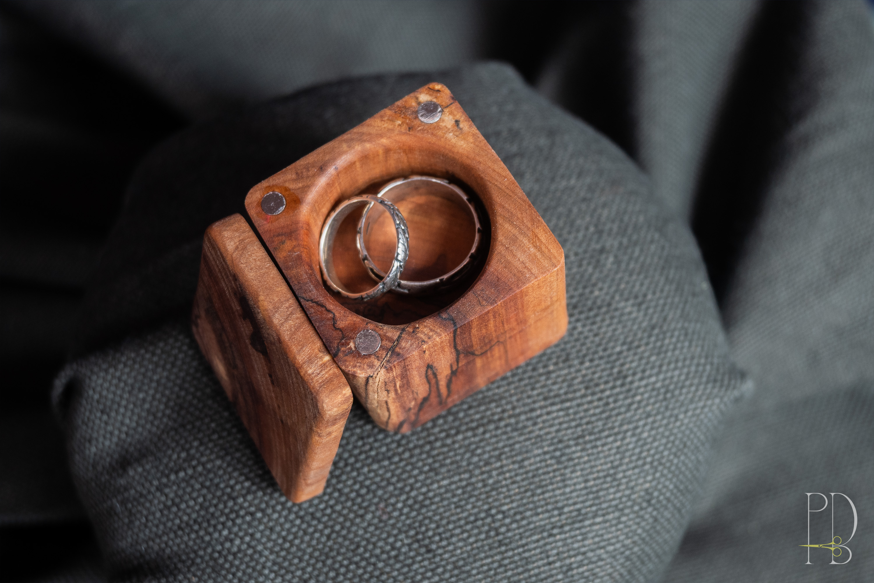 Two Compartment Handmade Rustic wooden Box for small rings, jewelry and gifts, photo 3