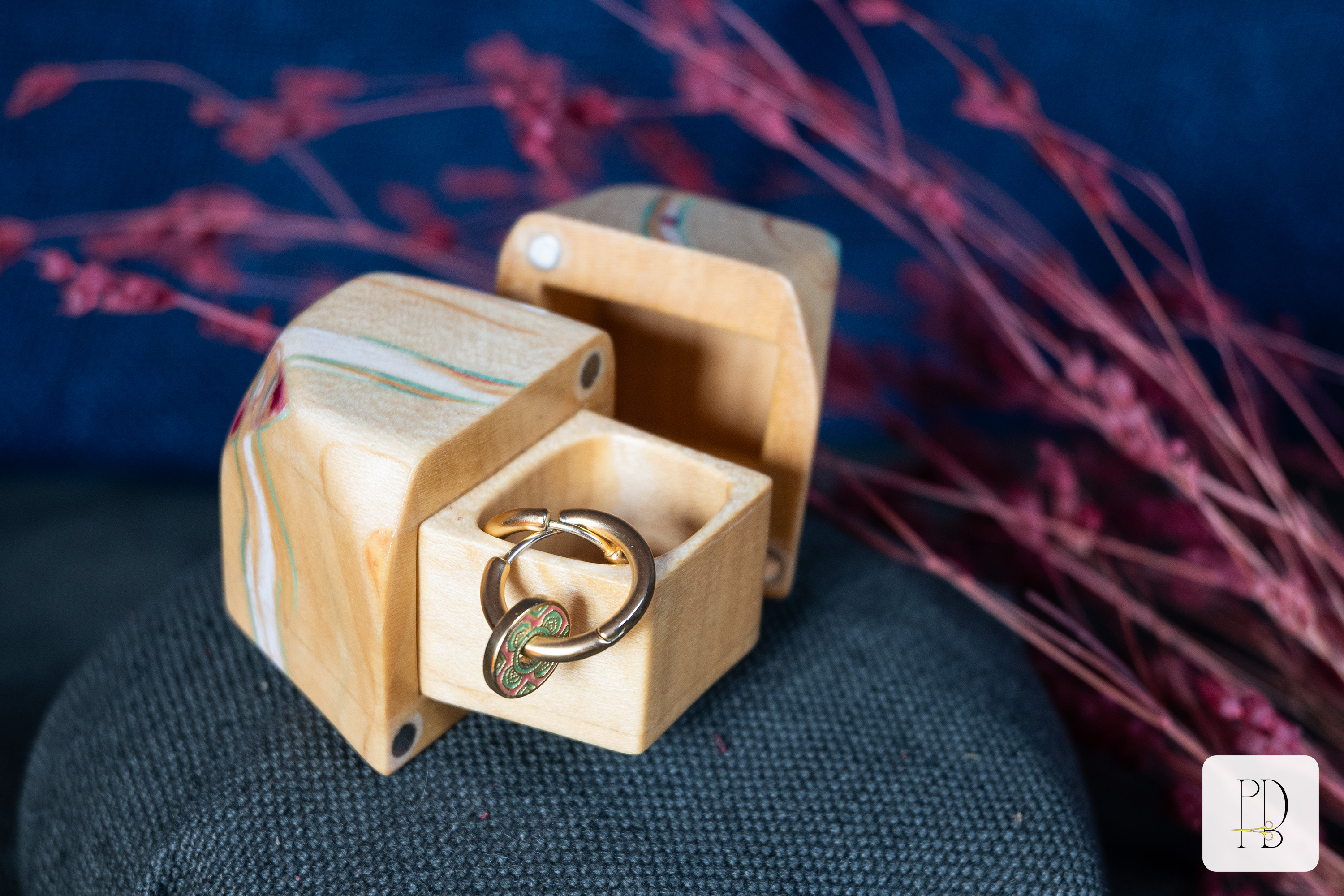 Painted maple jewelry box with hidden compartment for all the small things