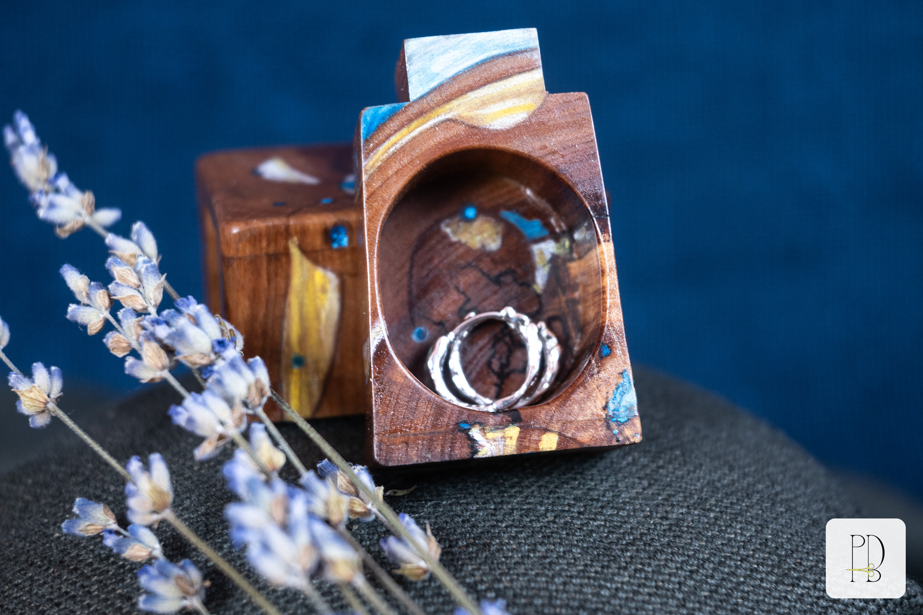 Tiny painted handmade rustic wooden box for small rings, jewelry and gifts, photo 4