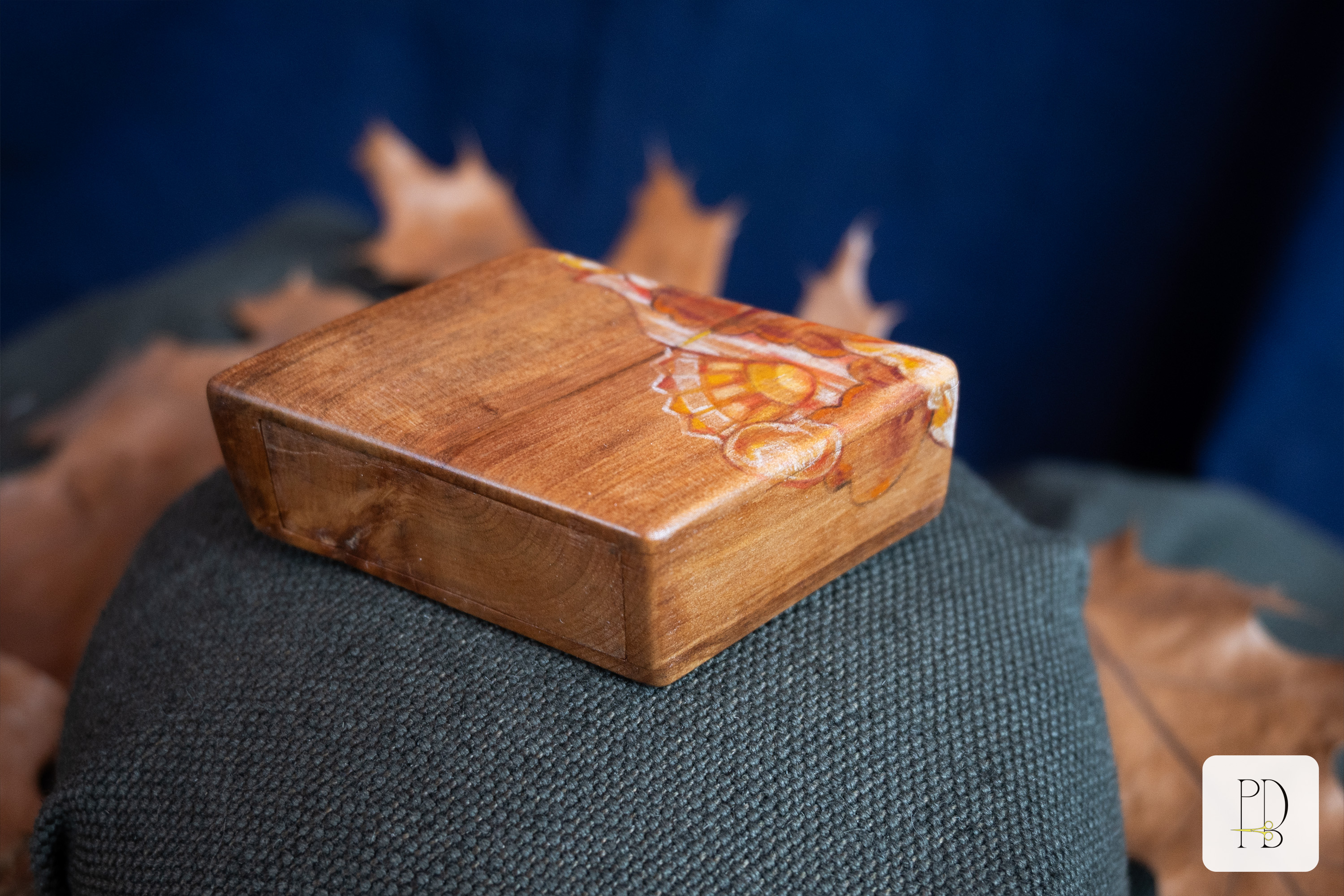 Tiny painted handmade rustic wooden box for small rings, jewelry and gifts, photo 2