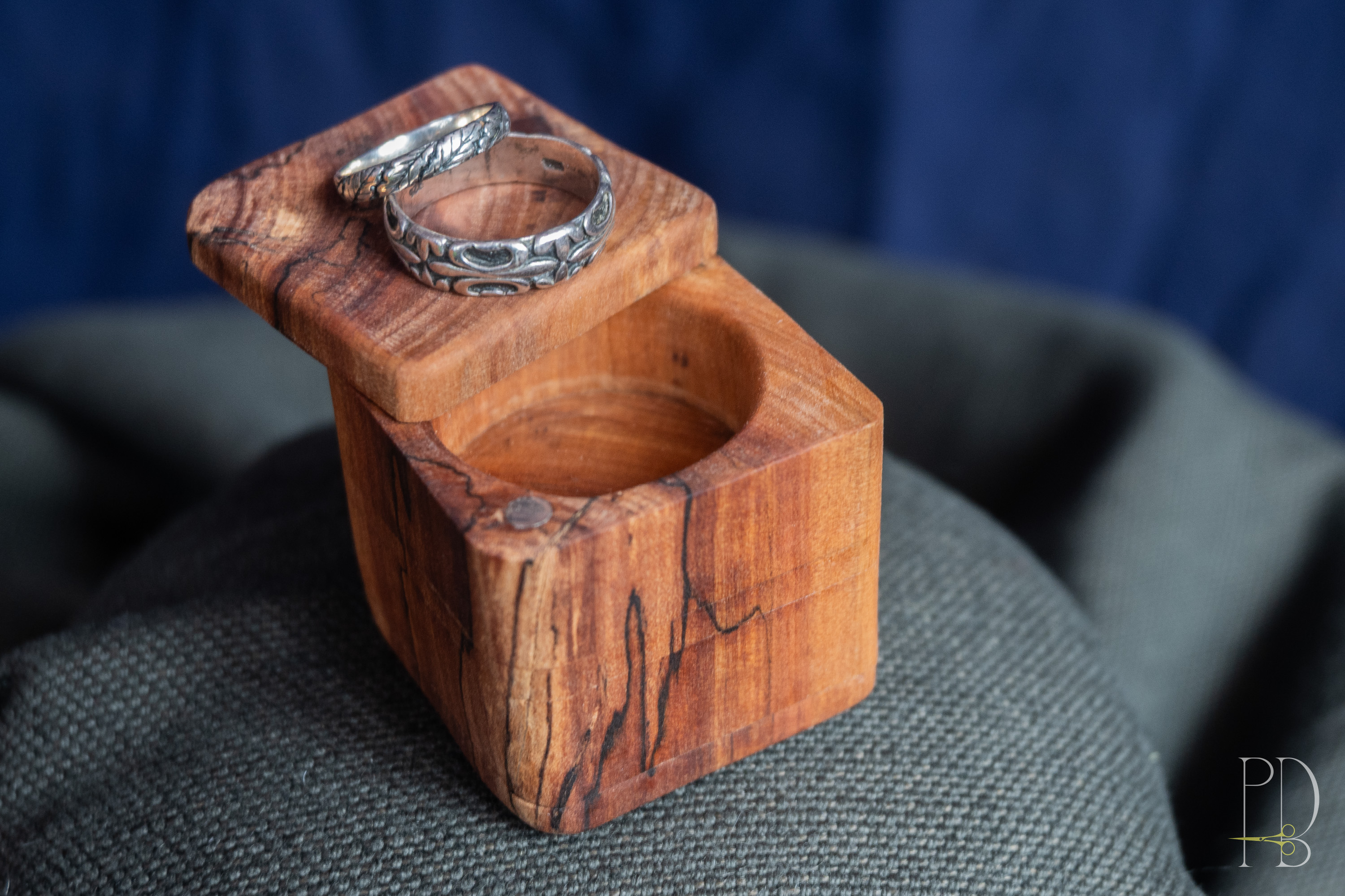 Two Compartment Handmade Rustic wooden Box for small rings, jewelry and gifts