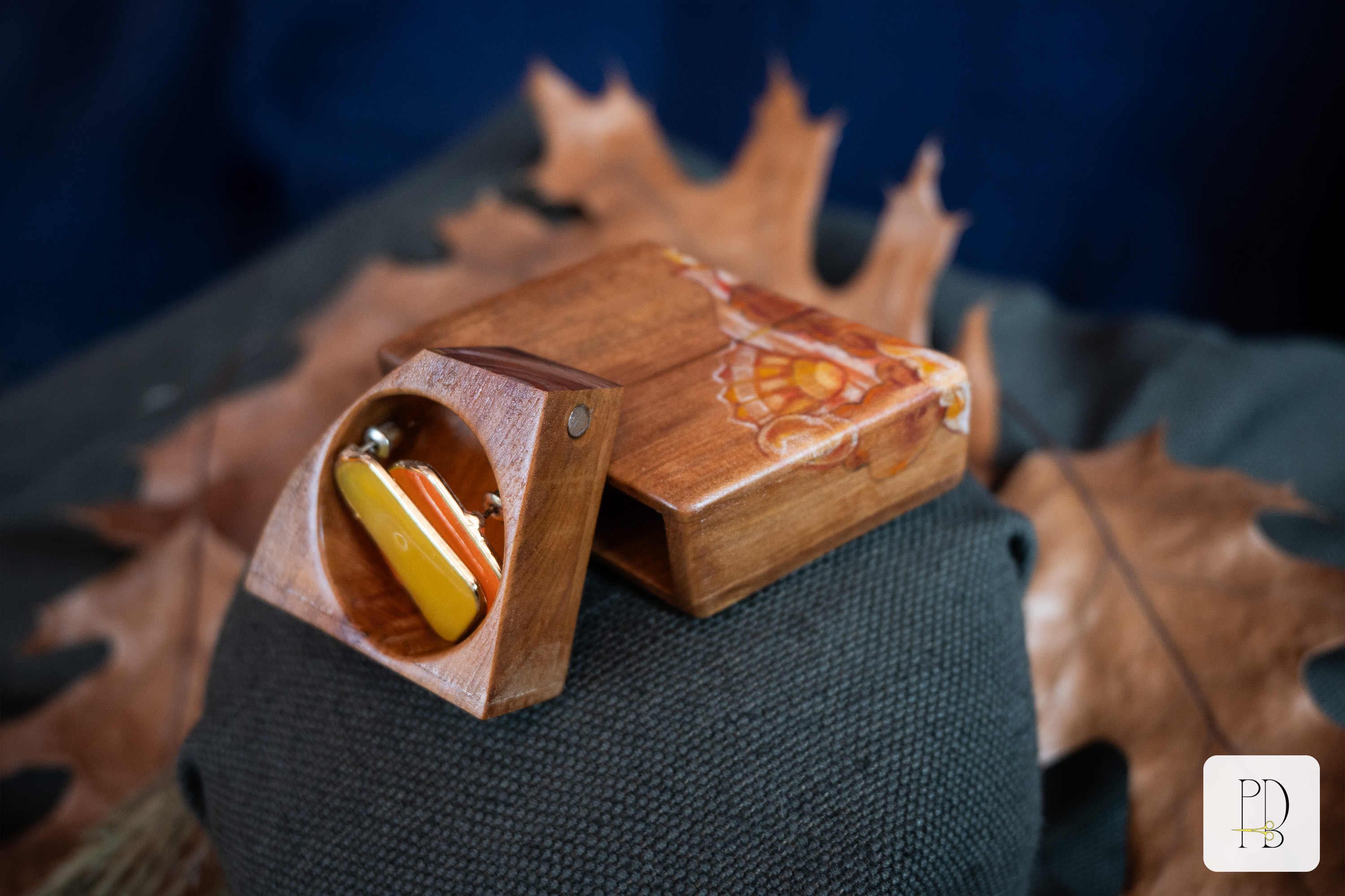 Tiny painted handmade rustic wooden box for small rings, jewelry and gifts, photo 4