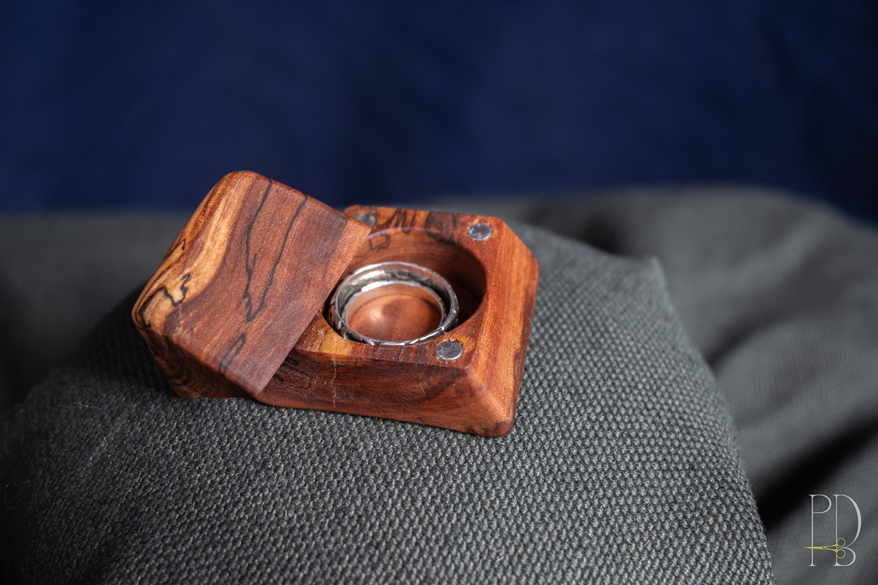 Handmade Rustic wooden Box for Rings and Small Jewelry made out of Cherry