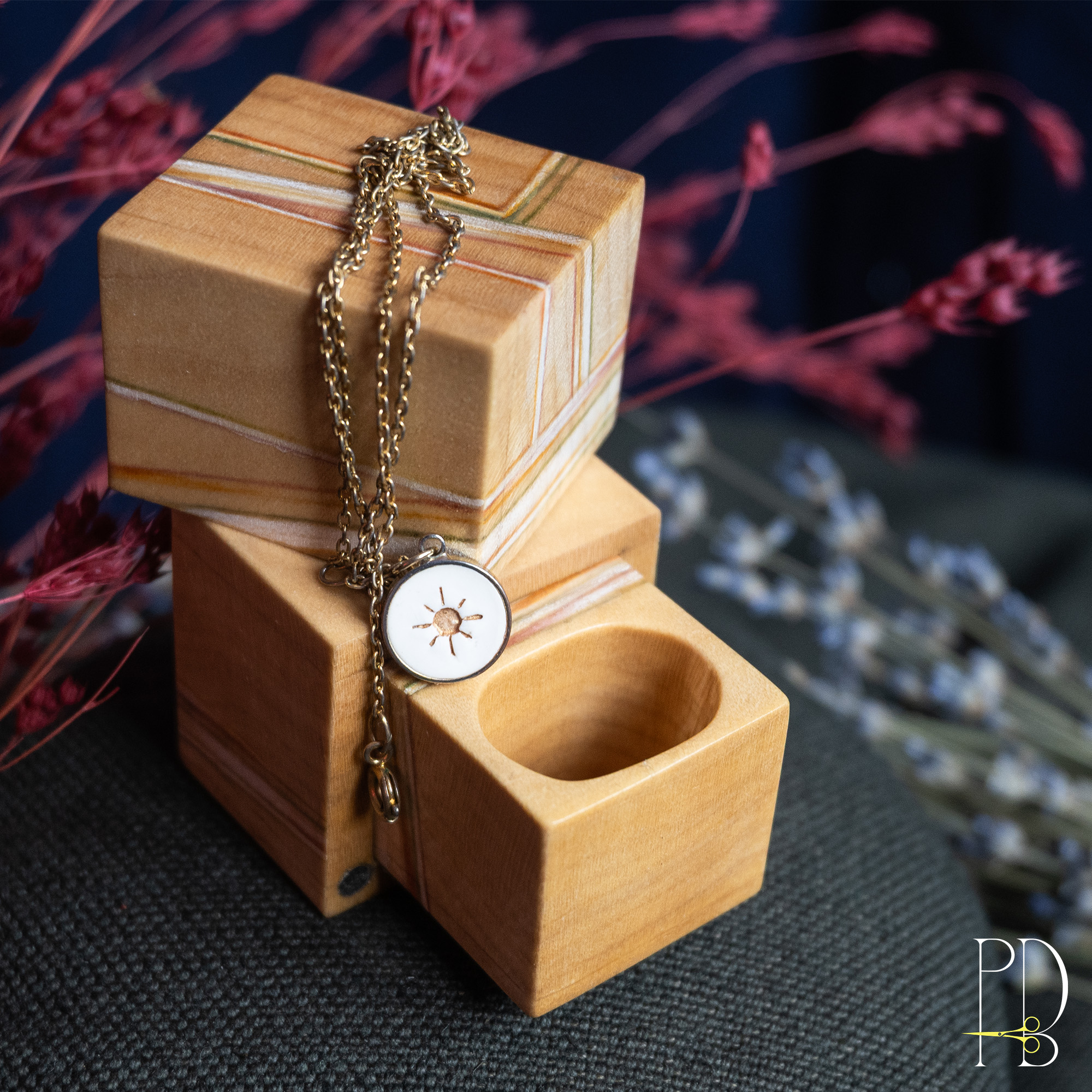 Natural maple wood jewelry box with a hidden compartment