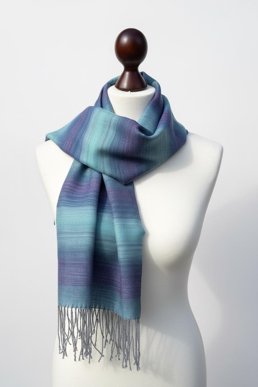 Handwoven Merino Silk Scarf – Hand dyed Artisan Shawl, Personalized Name, photo 4
