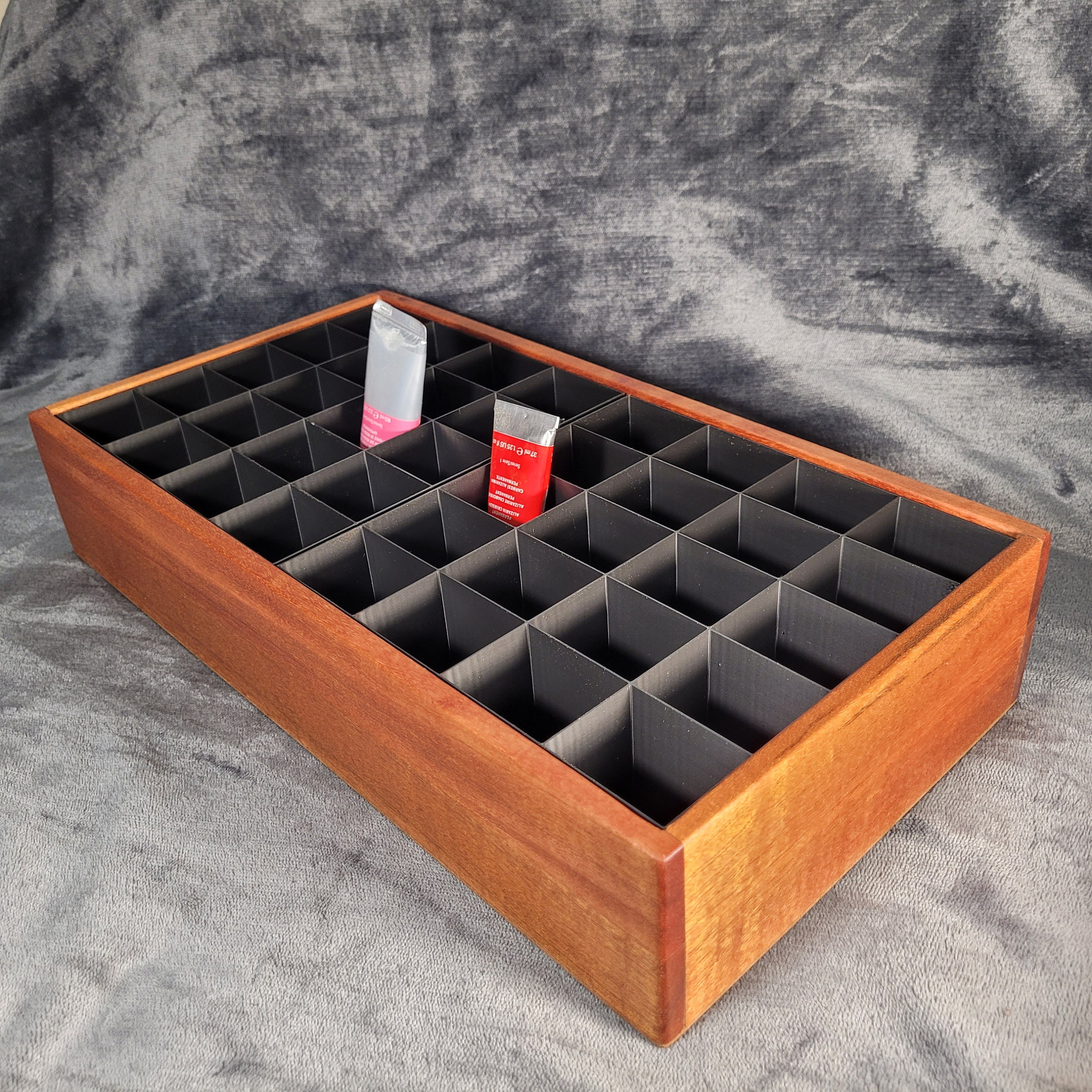 Wooden Paint Tube Organizer for Studio Desk - Double Insert - Artist Storage Box for Watercolor, Gouache and Oil Paint, Gift for Painters, photo 2