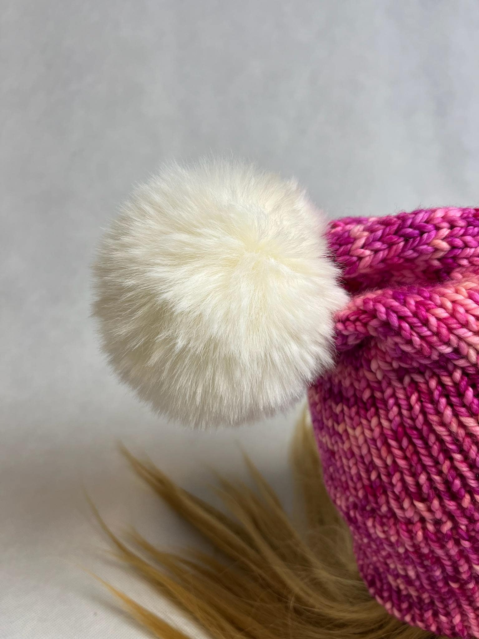 Hand-Knitted Chunky Merino Wool Beanie - Pink Winter Hat, Personalized Earwarmer, photo 6