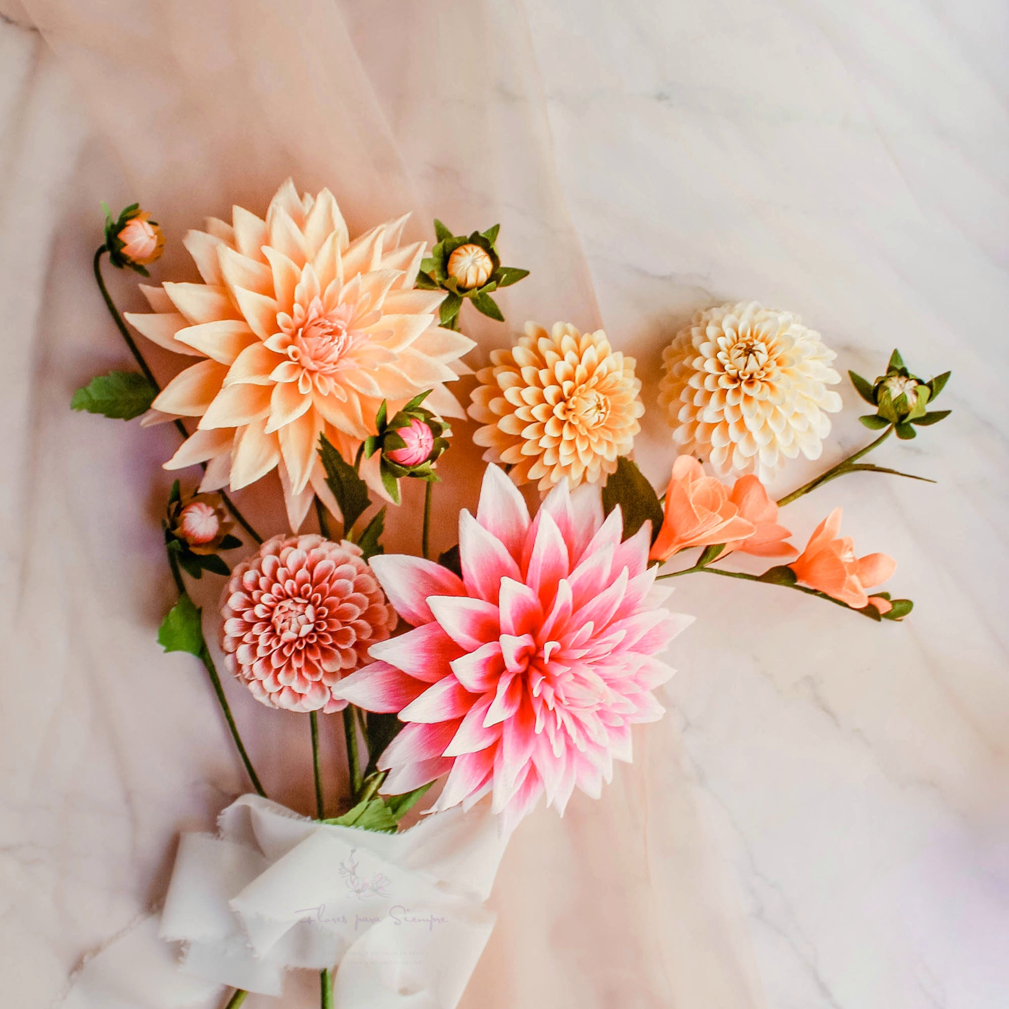 Handmade crepe paper dahlia bouquet, photo 6