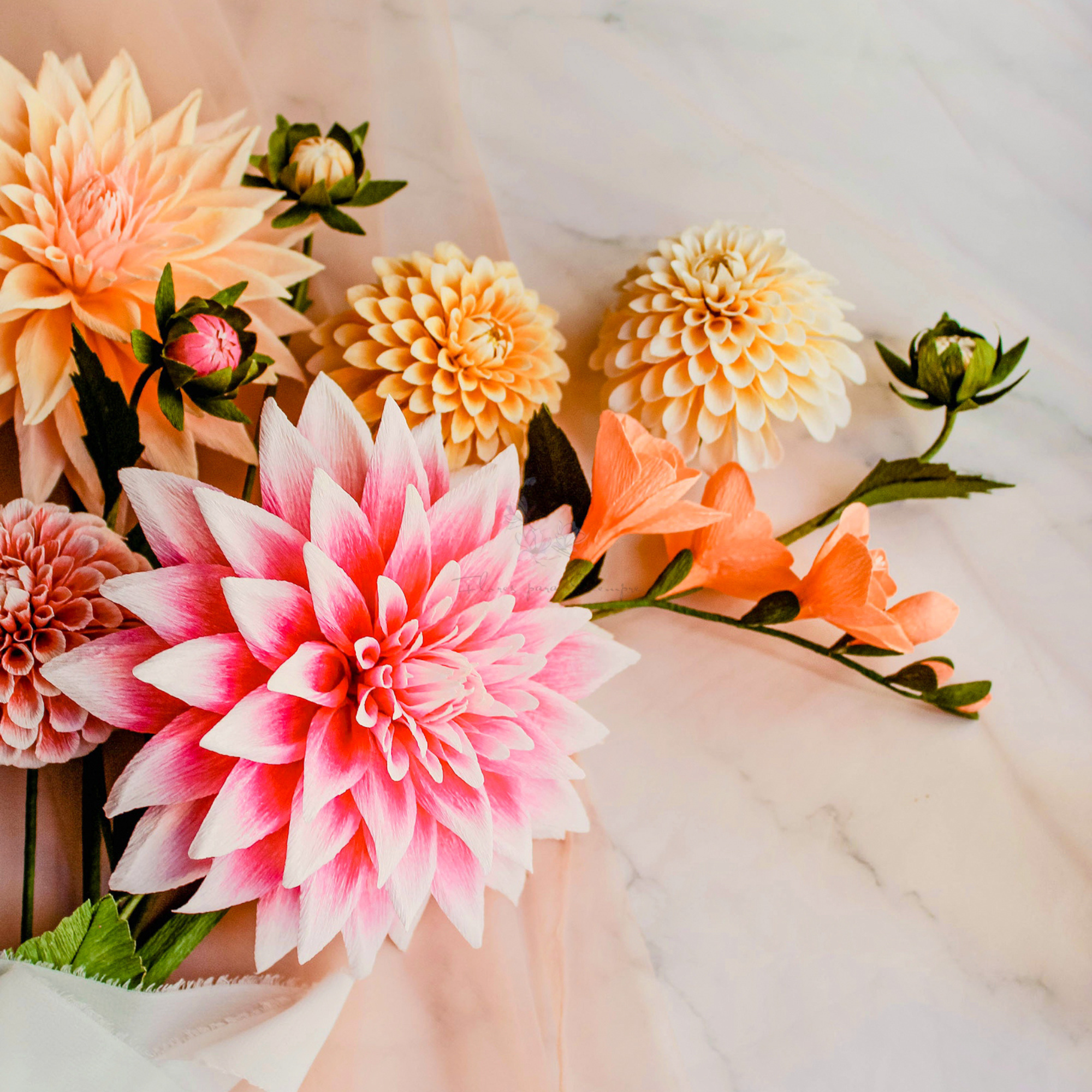 Handmade crepe paper dahlia bouquet, photo 4