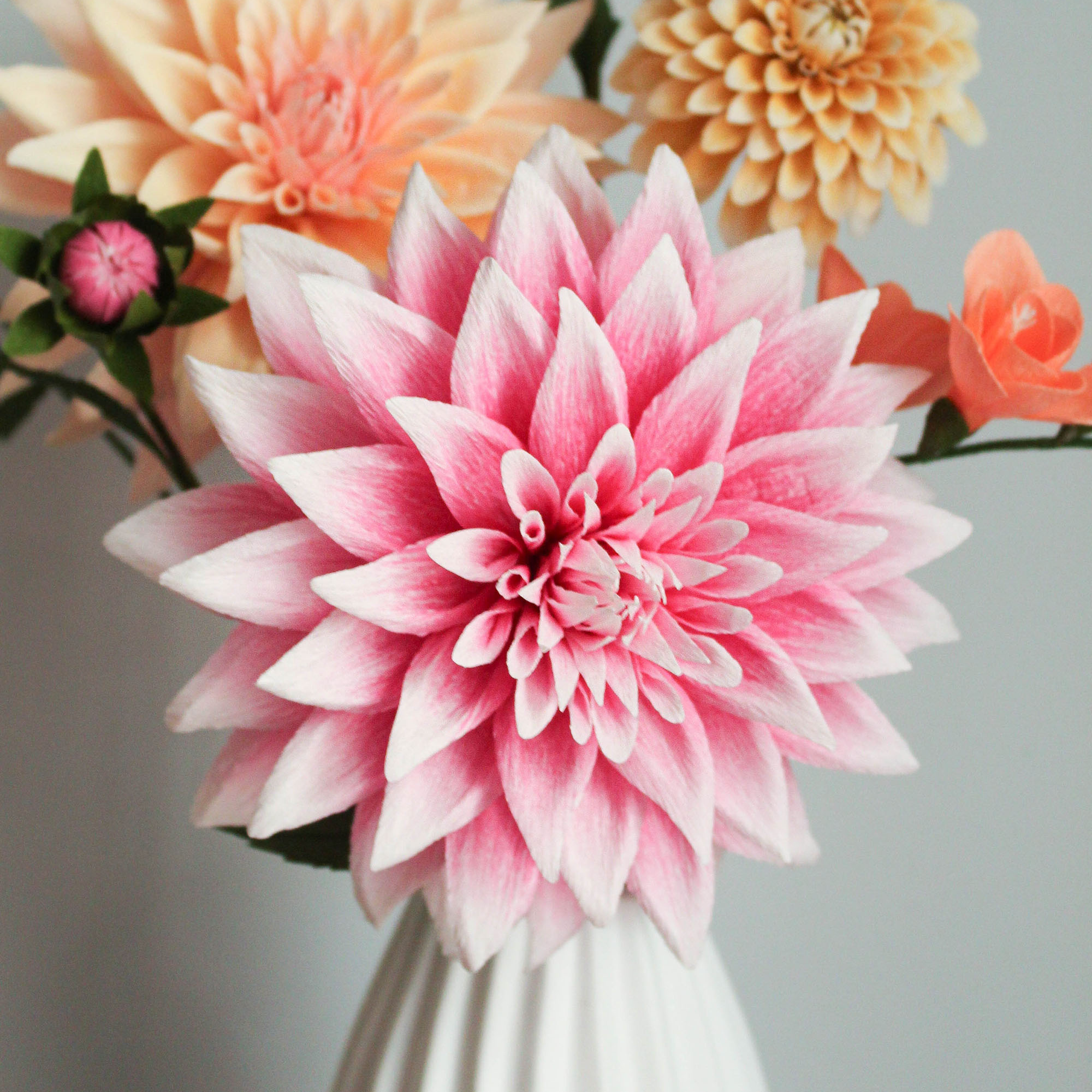Handmade crepe paper dahlia bouquet, photo 5
