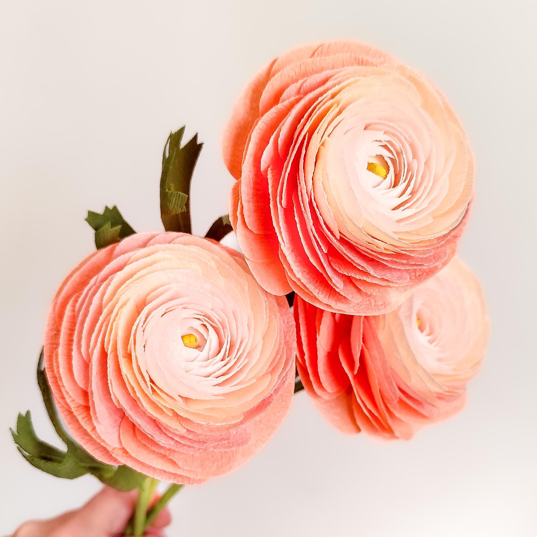 Handmade crepe paper ranunculus flower stems, photo 6