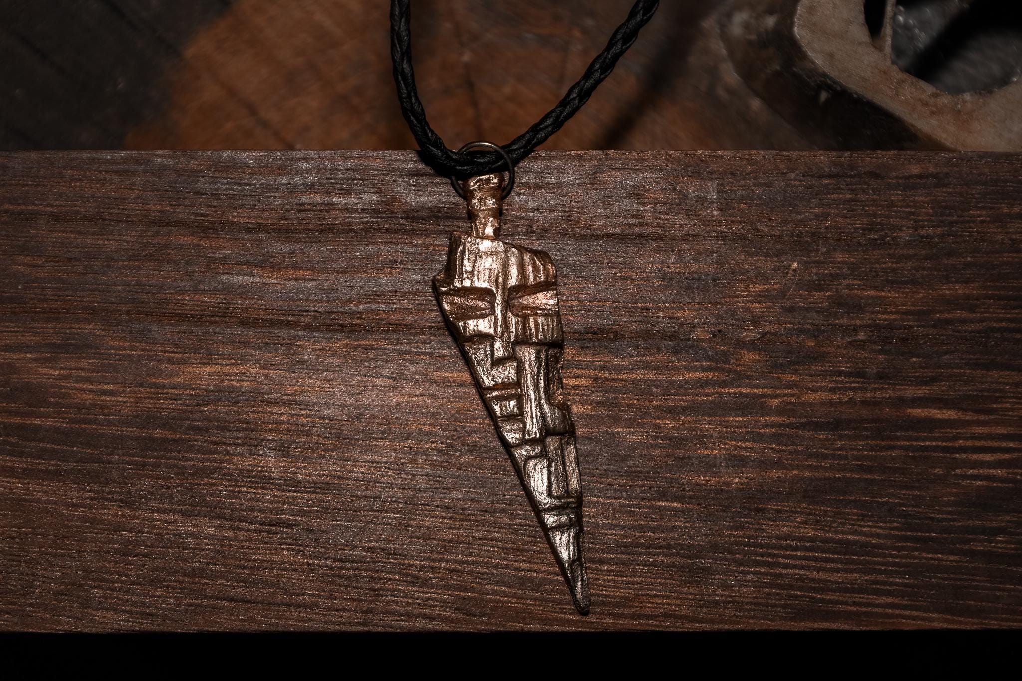 Bronze Titan Talisman “Xed”– Hand Cast Pendant, Heavy Jewelry, Dark Fantasy Amulet, photo 5
