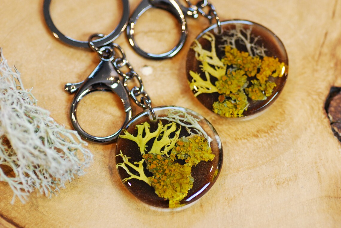 Botanical Resin Bag Charm - Lichen Forest Keychain, photo 6