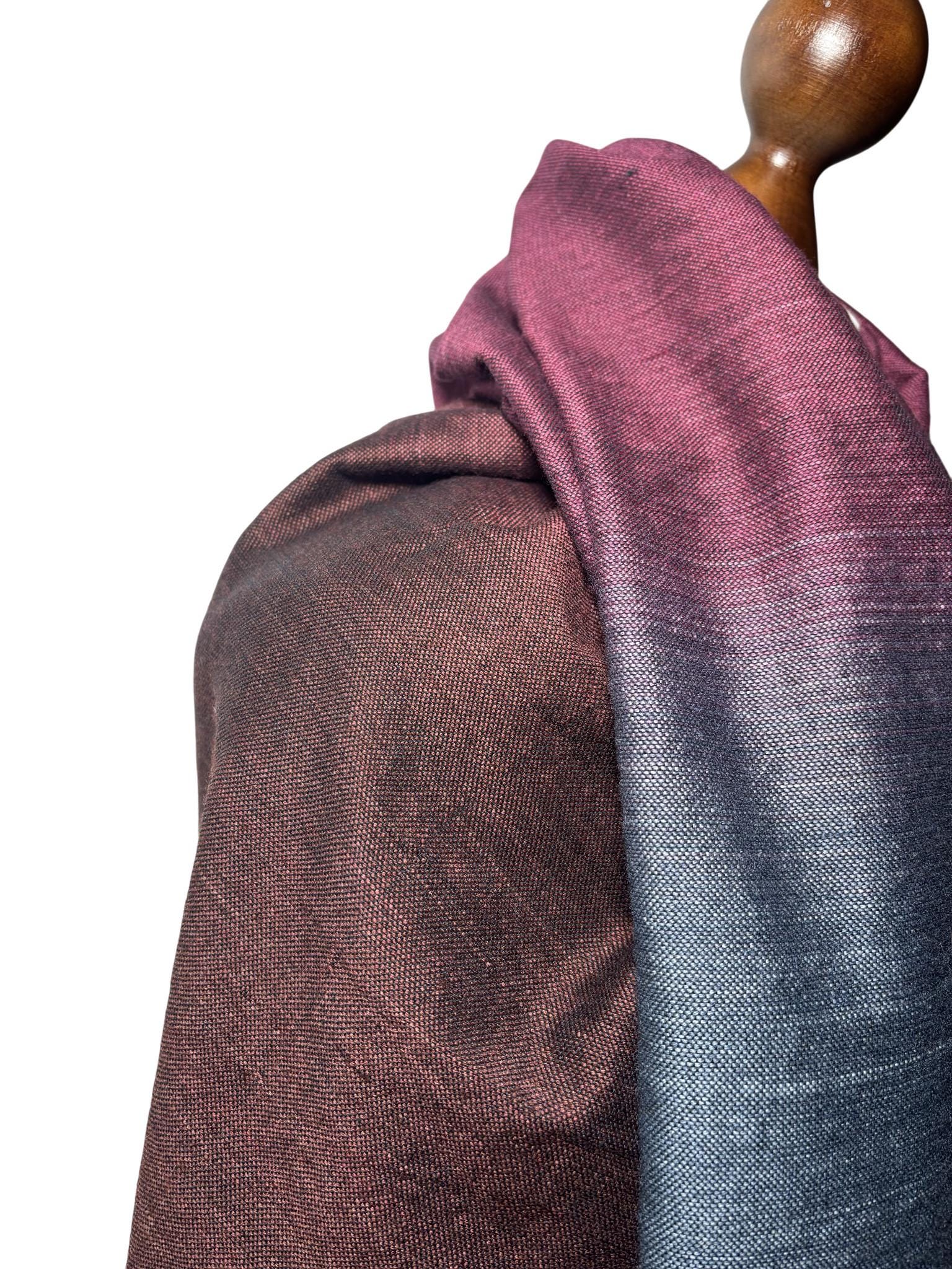 Hand painted Gradient Merino Wool Scarf, Grey Burgundy Brown, Elegant Shawl, Personalized, Gift Card, photo 3