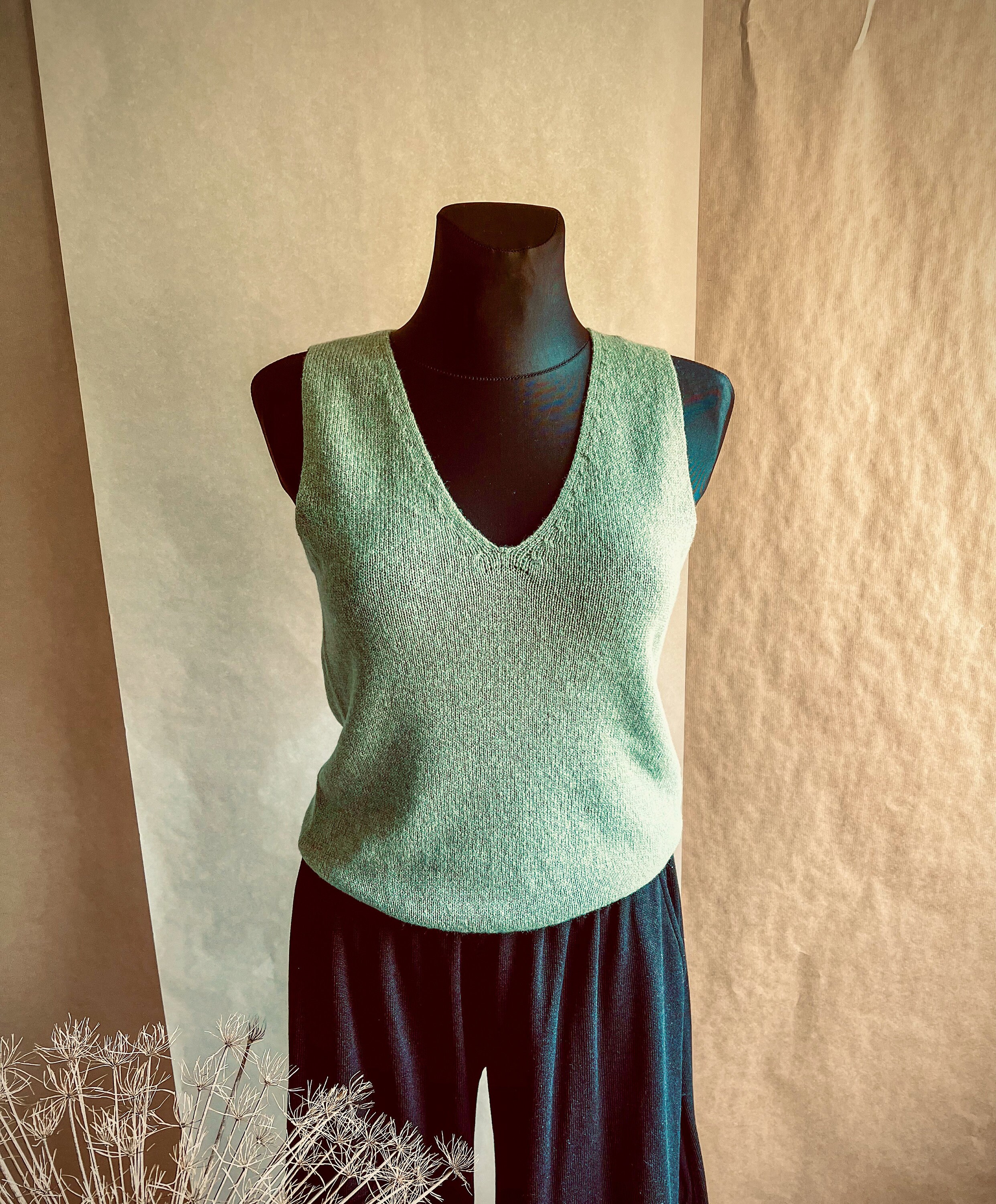 Tank top light Green  Women's Sleeveless Top, cashwool extra soft, non -itchy, photo 2