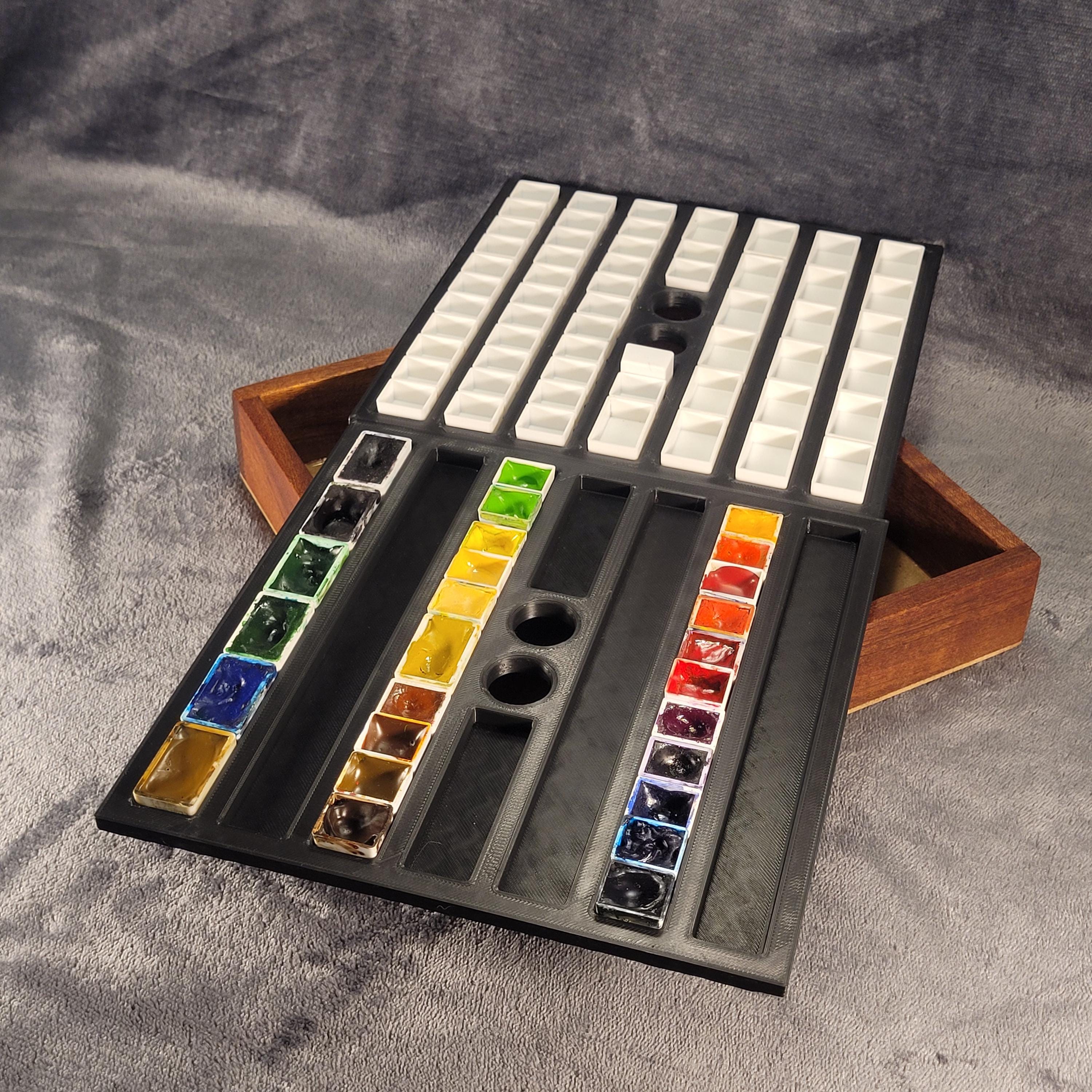 Quarter/Half Pan Organiser - Single Insert - (Holds up to 148 Quarter Pans) - Wooden Watercolour Holder - Quarter Pan Tray, photo 2