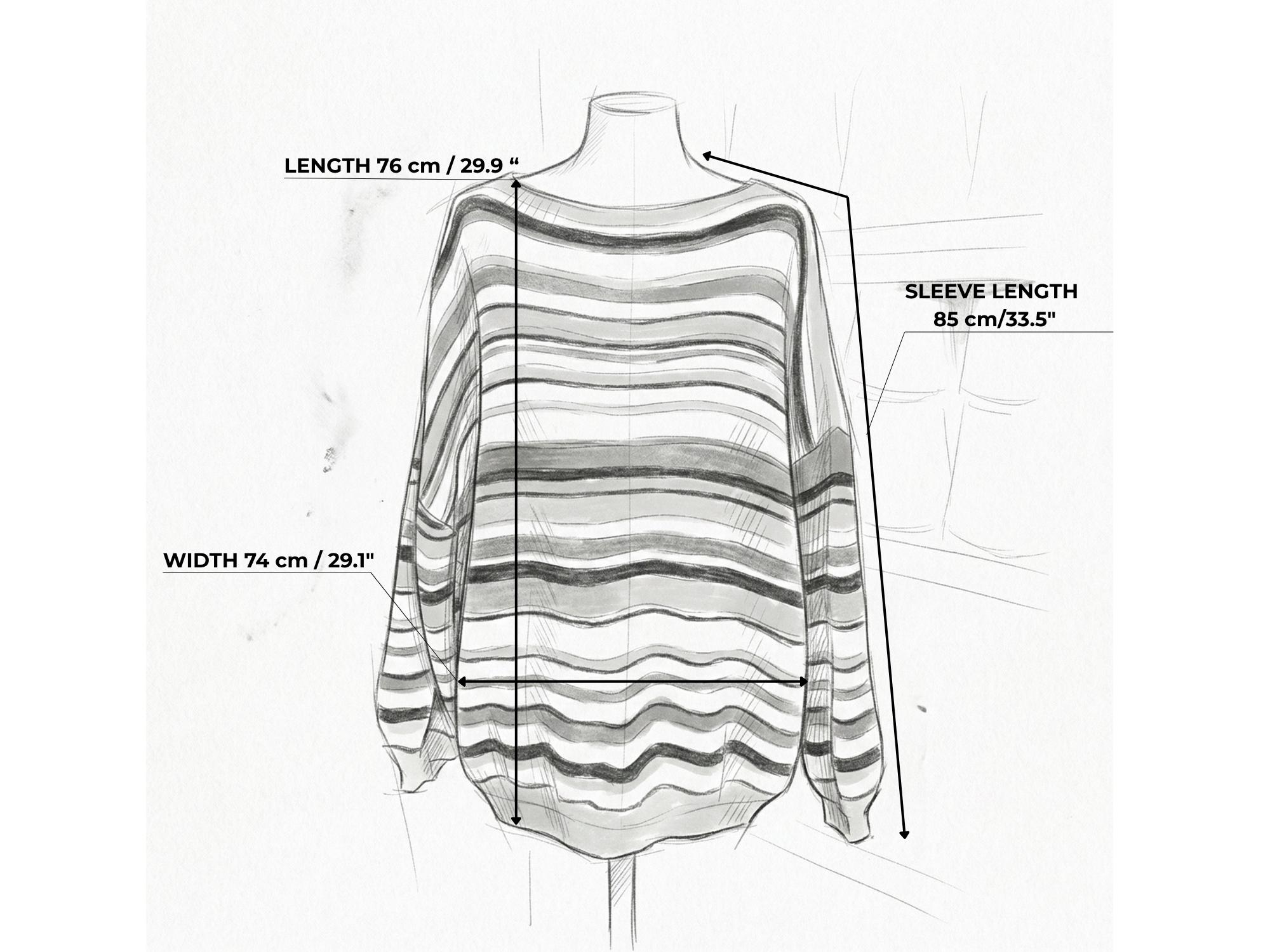 Oversized Chunky Mohair Sweater, Colorful Striped Puff Sleeve Jumper, Hand Knit Pullover, photo 5