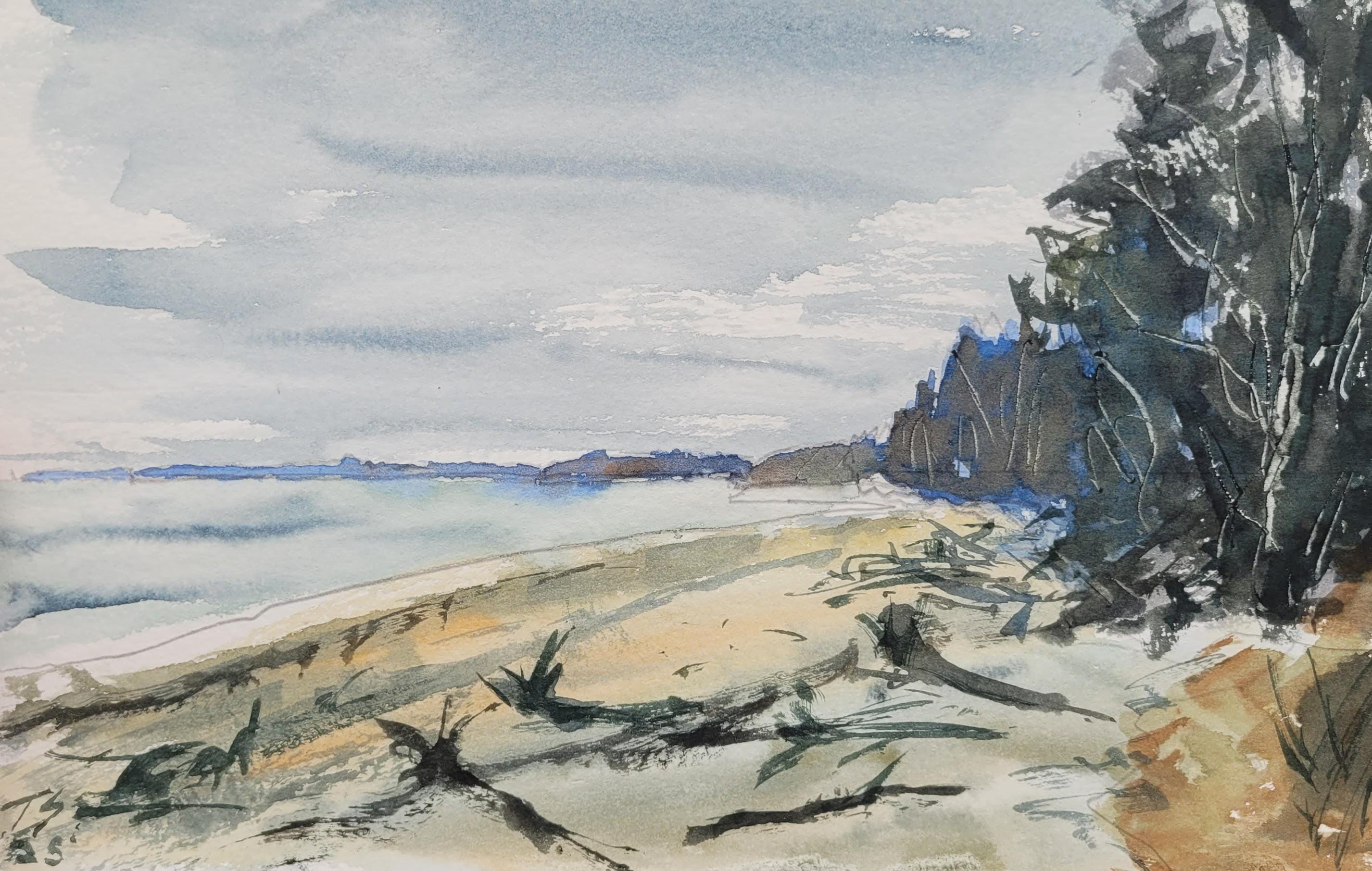 Daily Painting - Kiltennel Beach Wexford - Original Watercolor - NOT a Print - 7 x10 inches