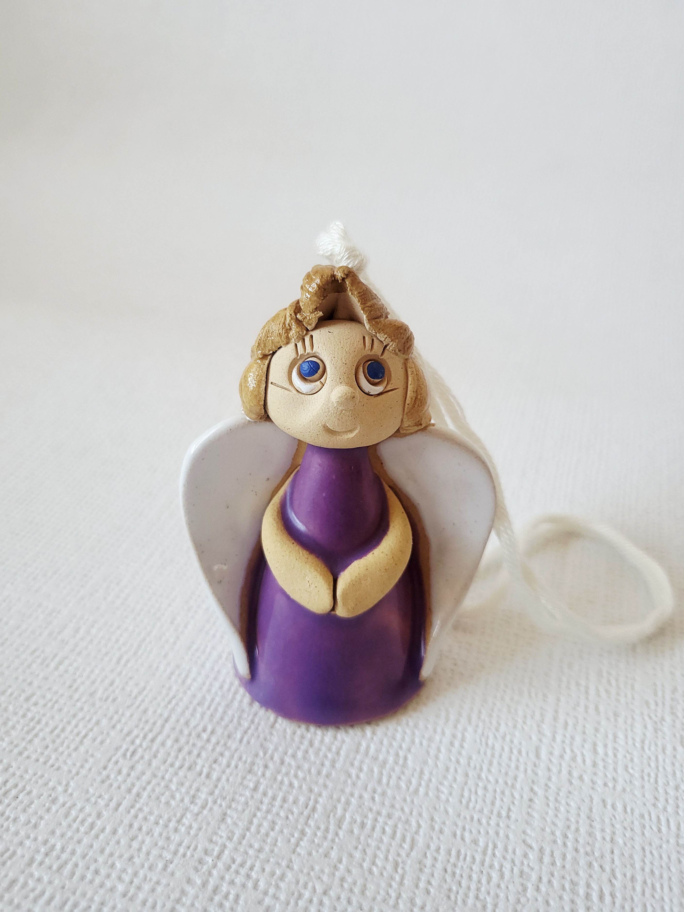 Handmade Ceramic Angel Ornament – Purple, photo 2