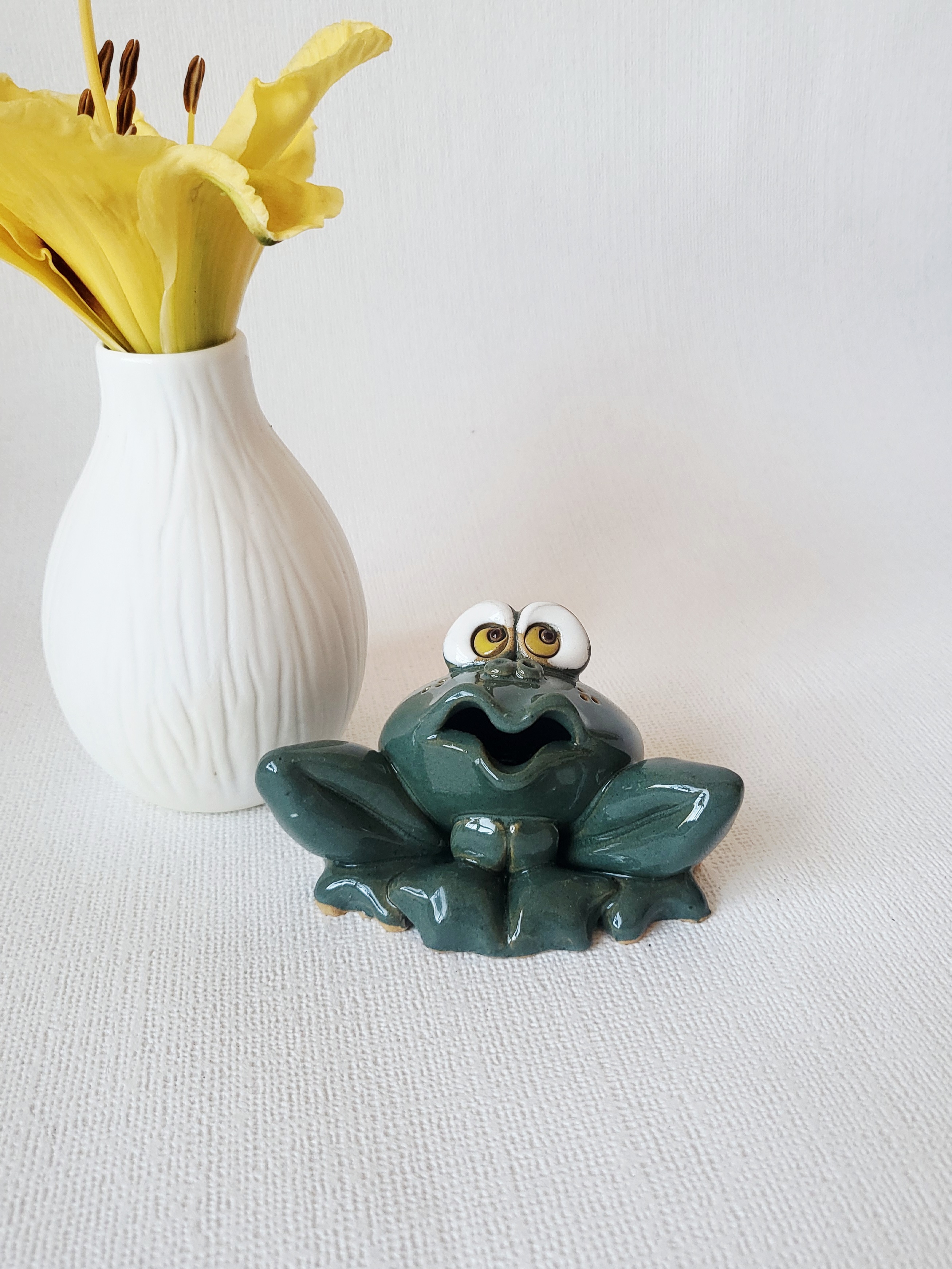 Handmade Ceramic Frog Figurine – Whimsical Home Decor