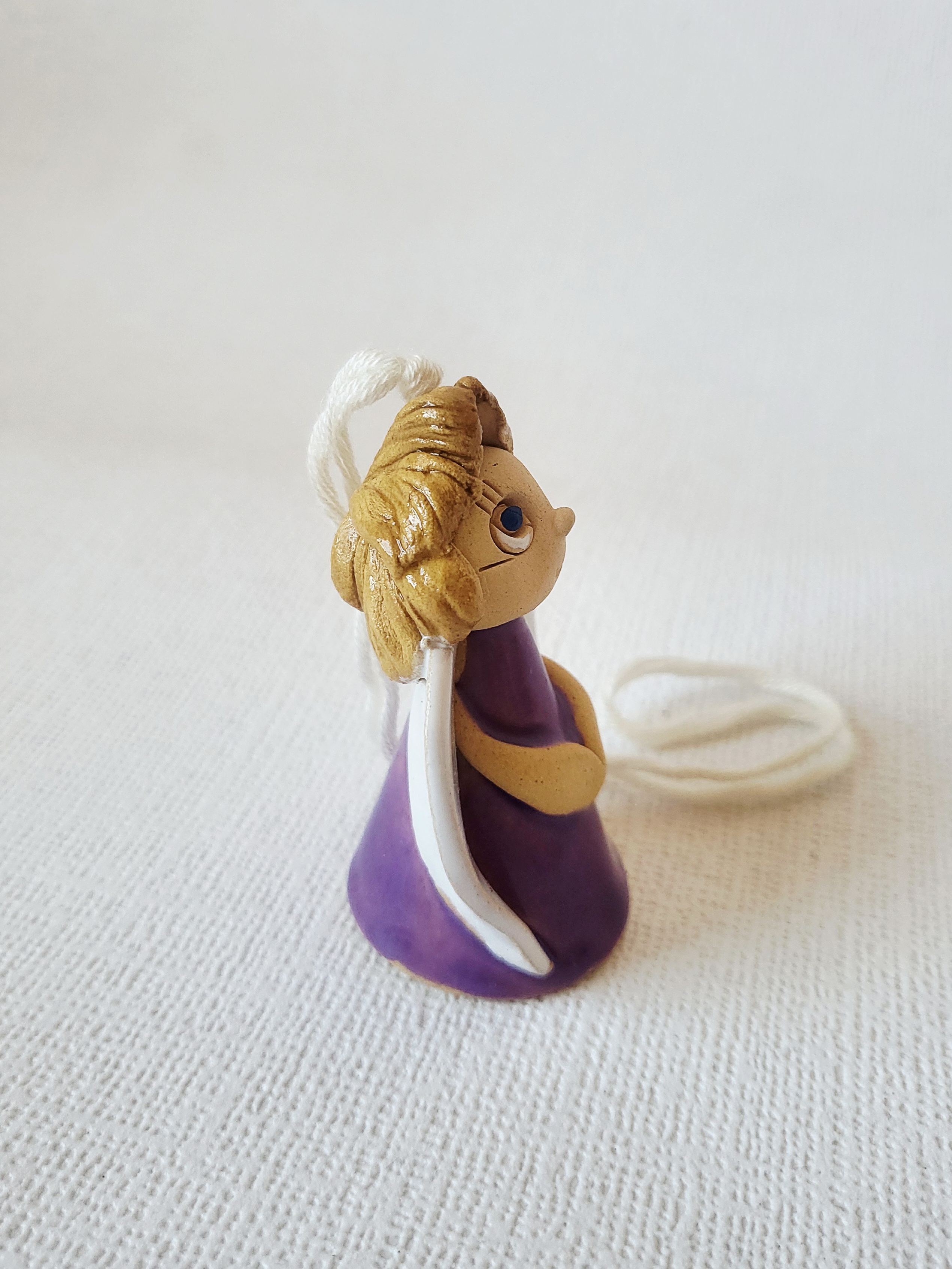 Handmade Ceramic Angel Ornament – Purple, photo 4