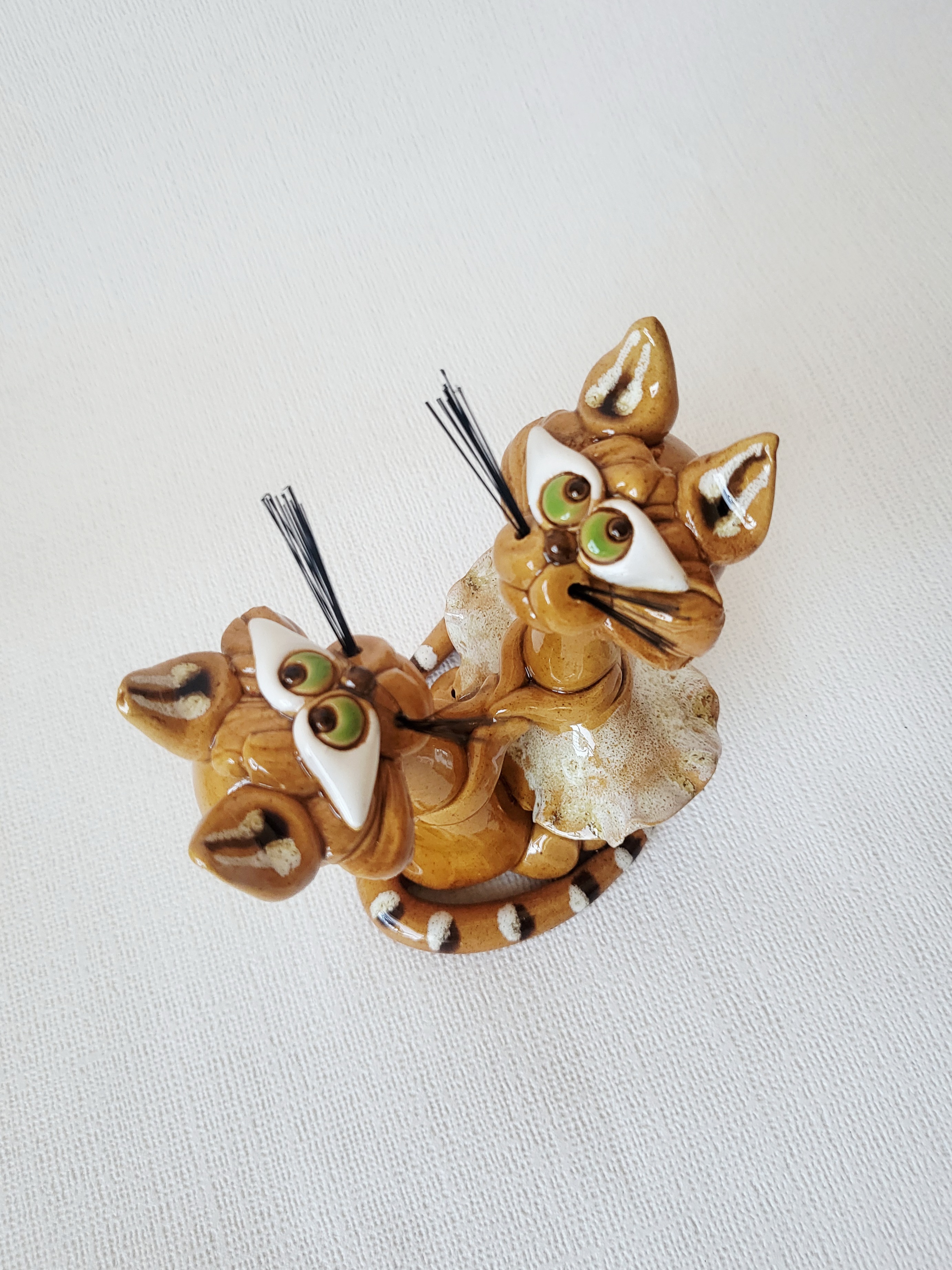 Handmade Ceramic Cat Couple Incense Holder – Romantic Cat Gift, photo 4