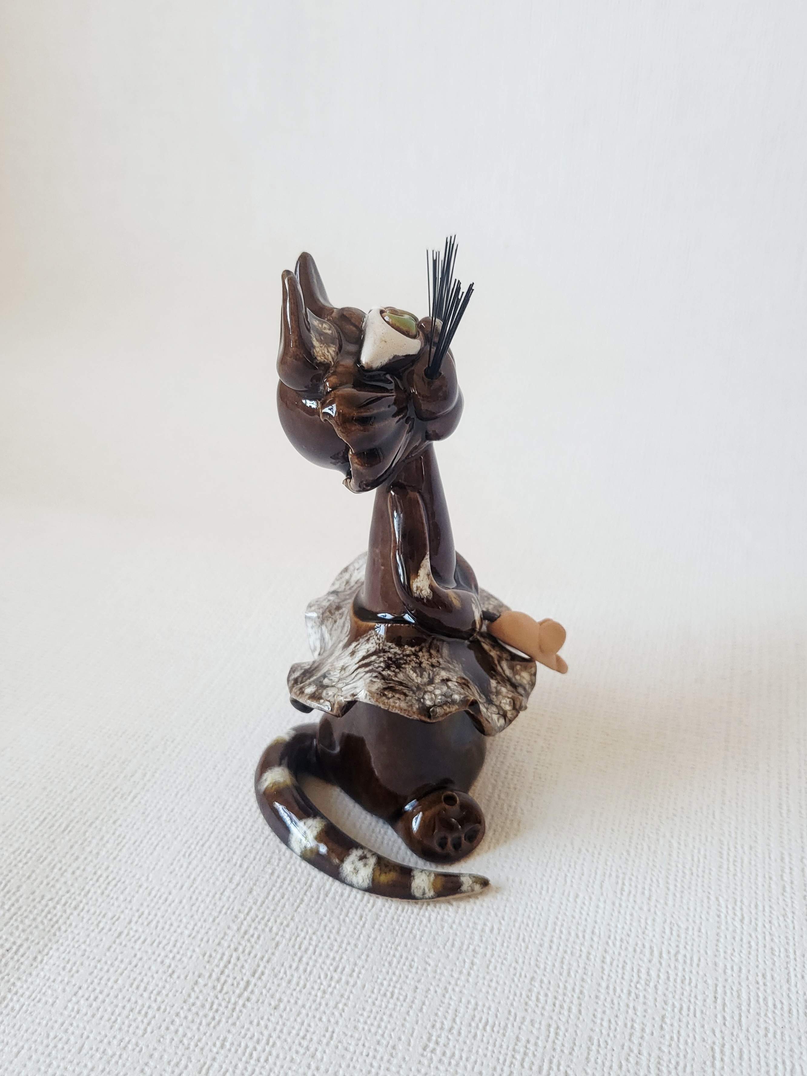 Handmade Ceramic Kitty Incense Holder with Mouse, photo 4