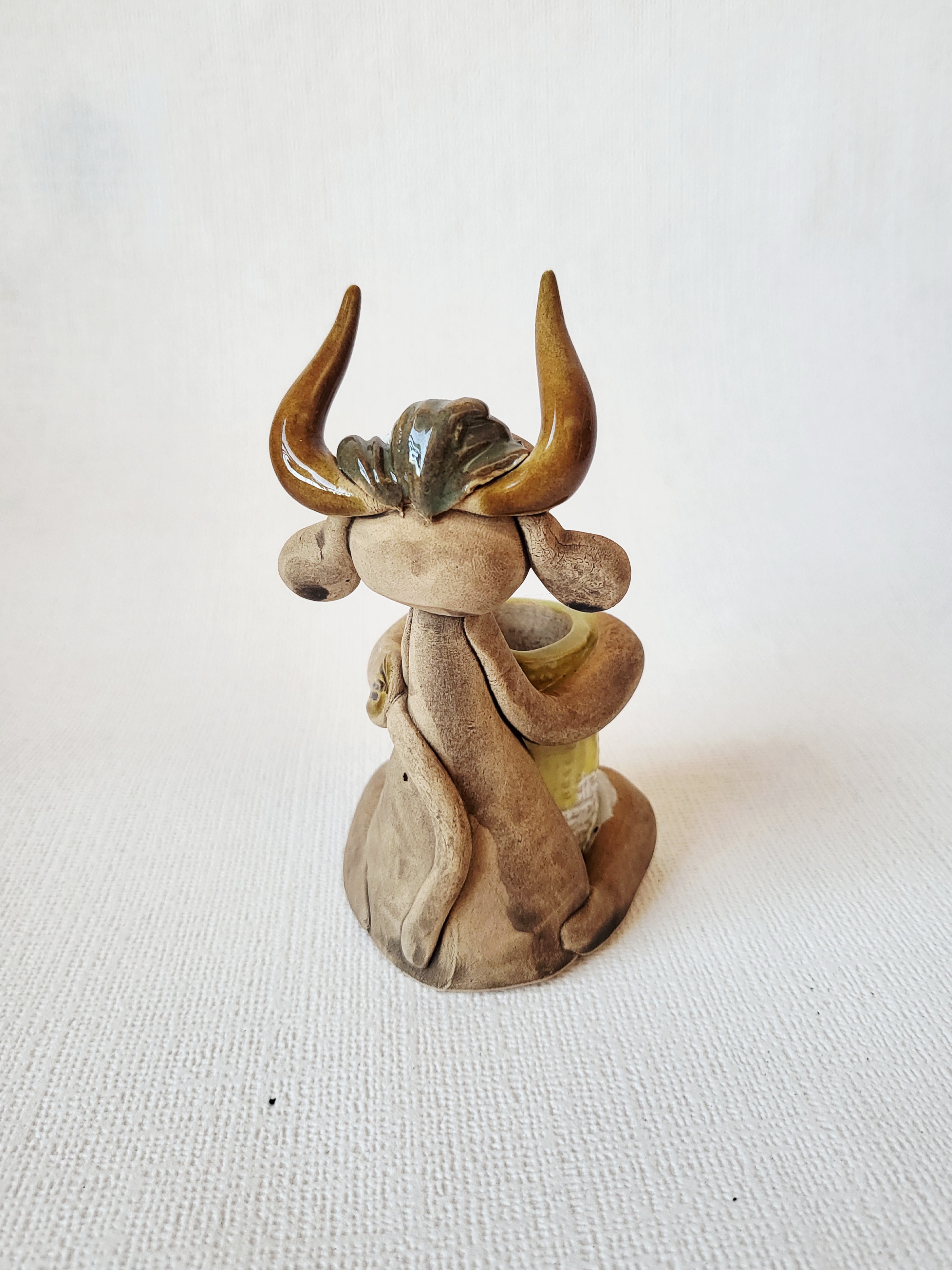 Handmade Ceramic Cow Toothpick Holder – Yellow Basket, photo 5