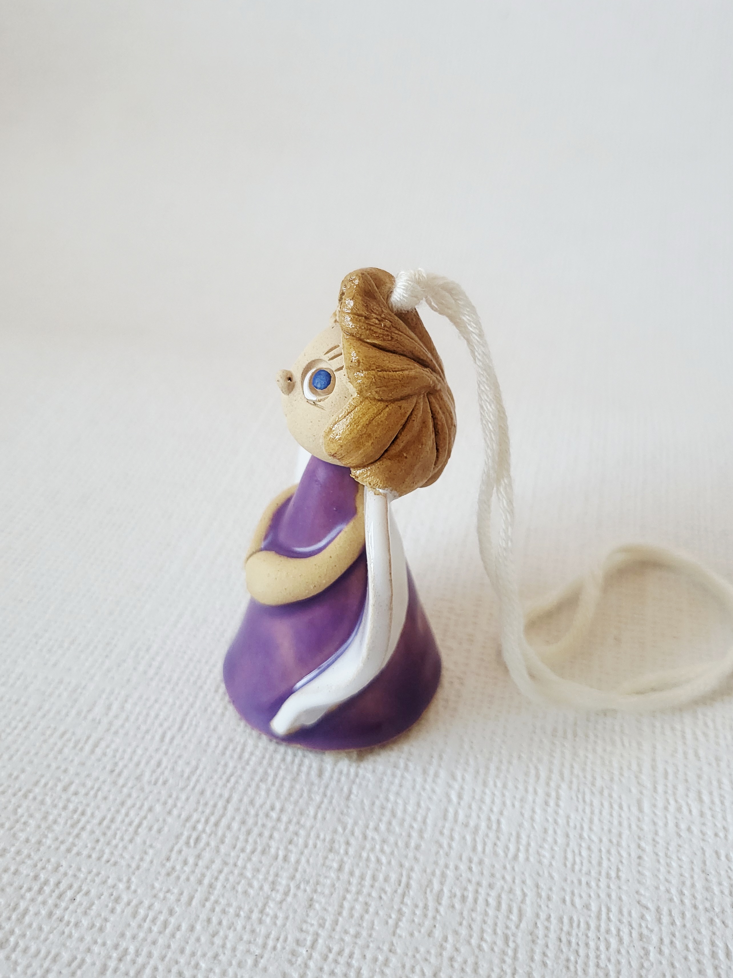 Handmade Ceramic Angel Ornament – Purple, photo 3