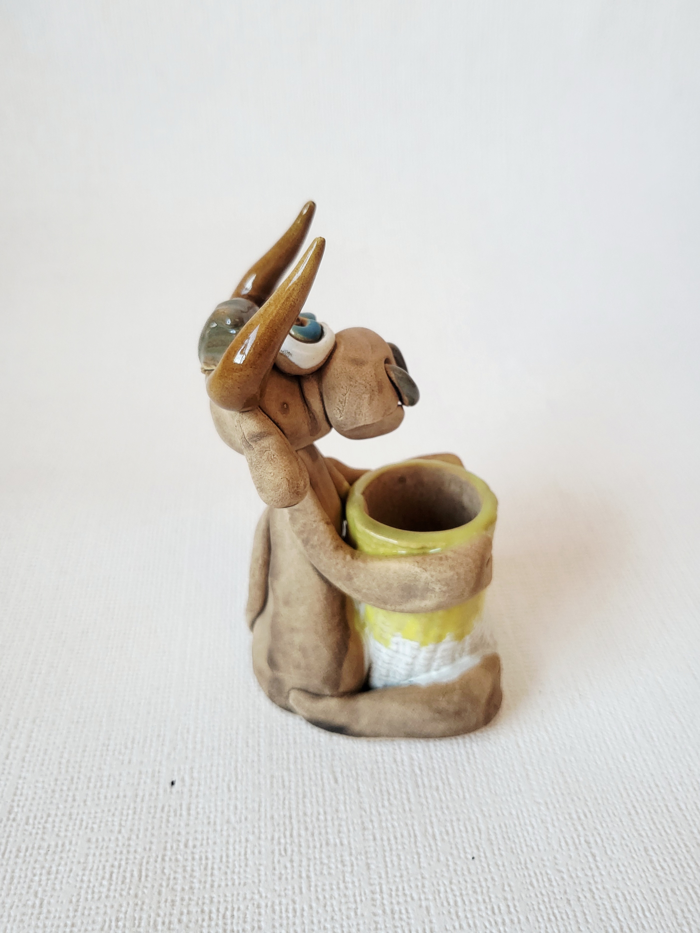 Handmade Ceramic Cow Toothpick Holder – Yellow Basket, photo 4