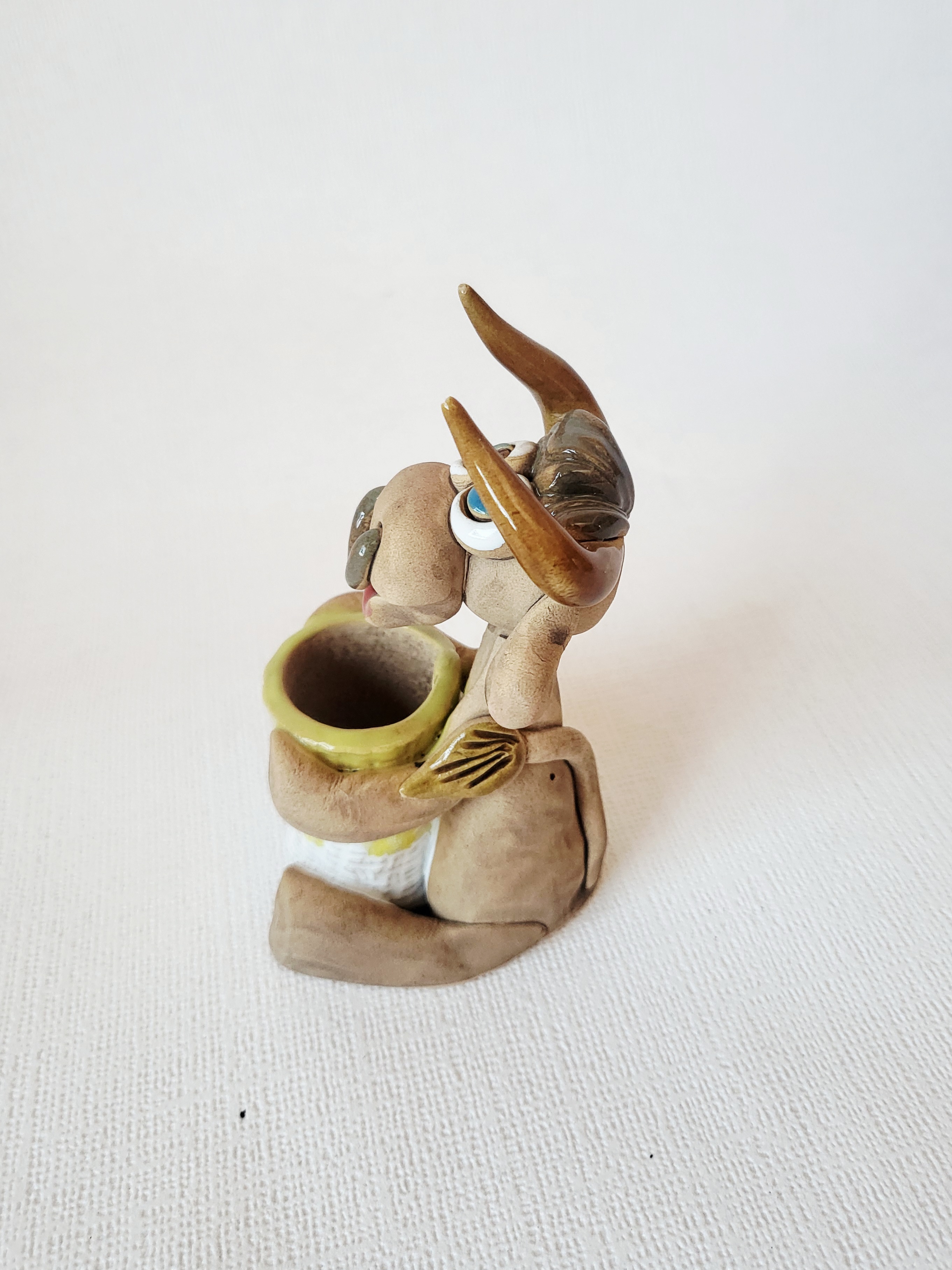 Handmade Ceramic Cow Toothpick Holder – Yellow Basket, photo 3
