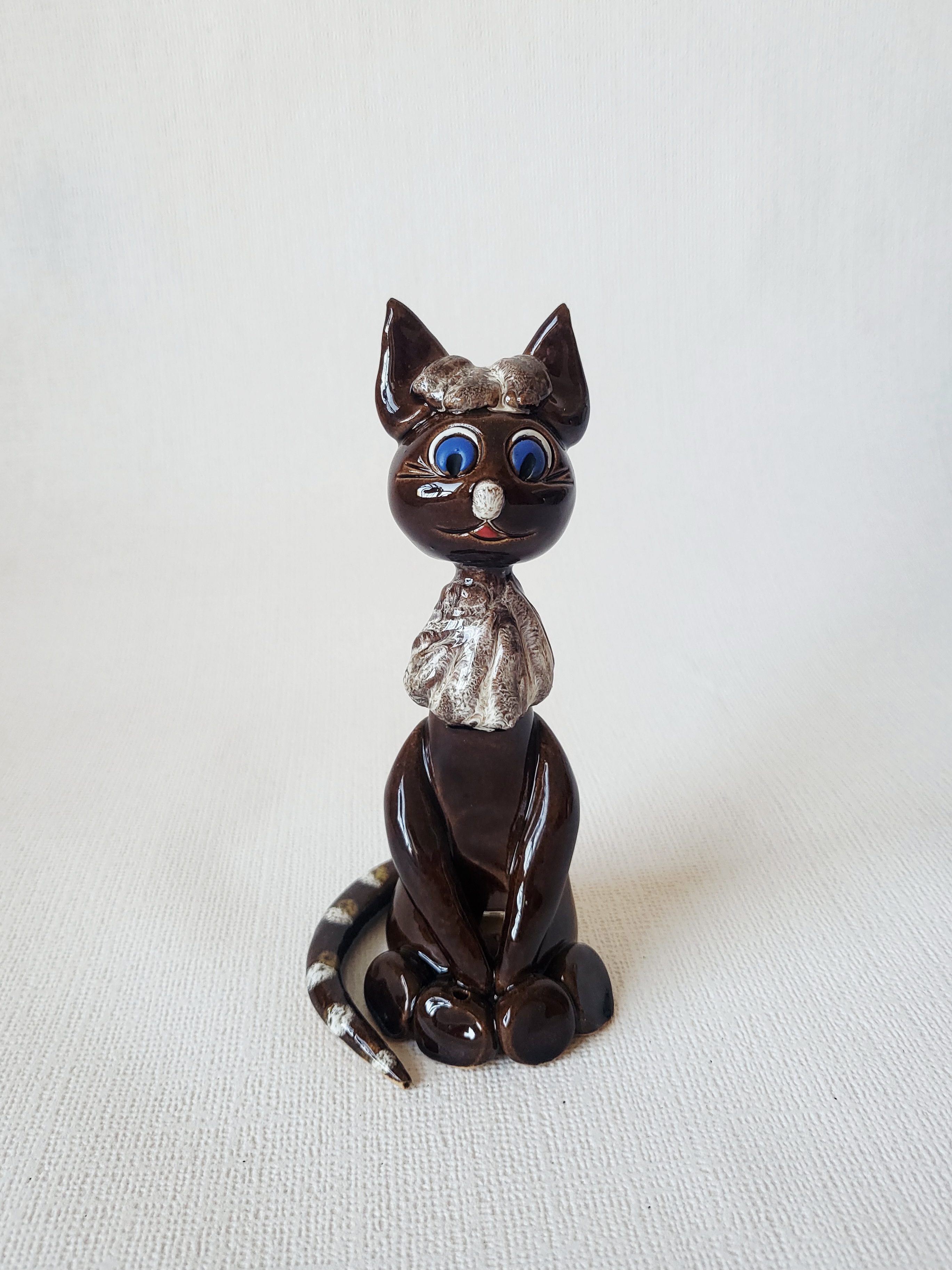 Handmade Ceramic Brown Cat Incense Holder, photo 2