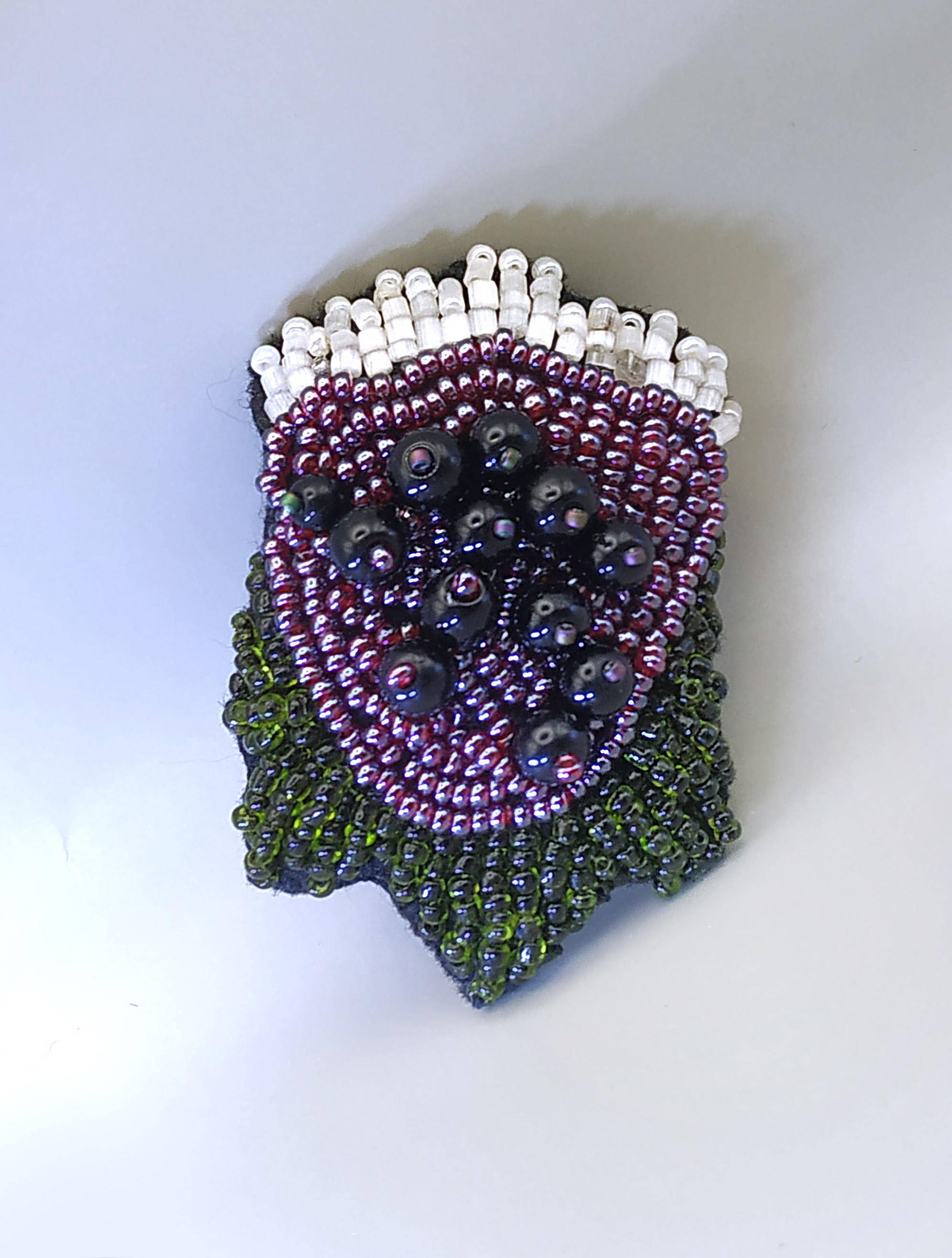 Moody Floral Brooch, Hand-Embroidered with Seed Beads, Gift-Ready