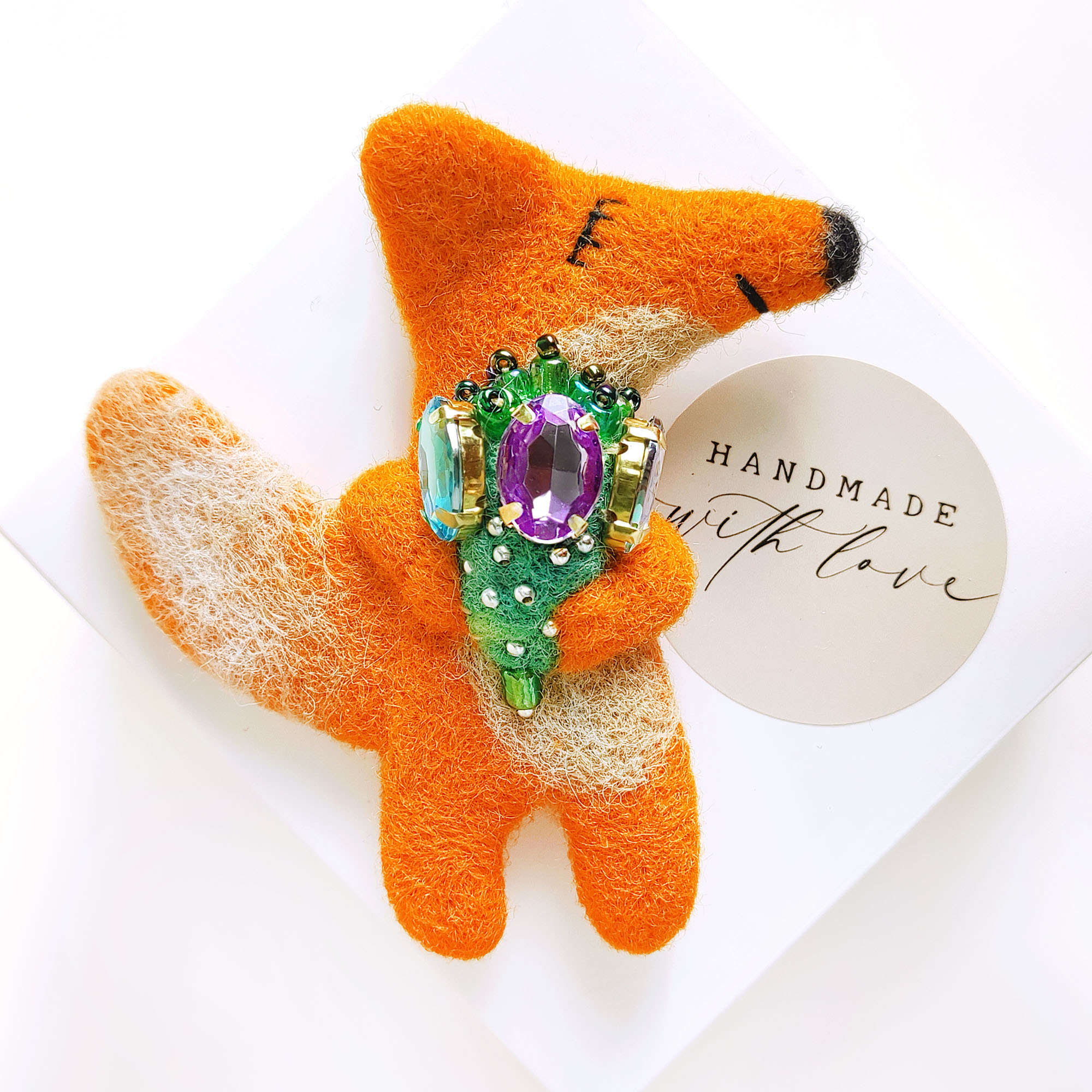 Handmade Happy Little Fox Brooch