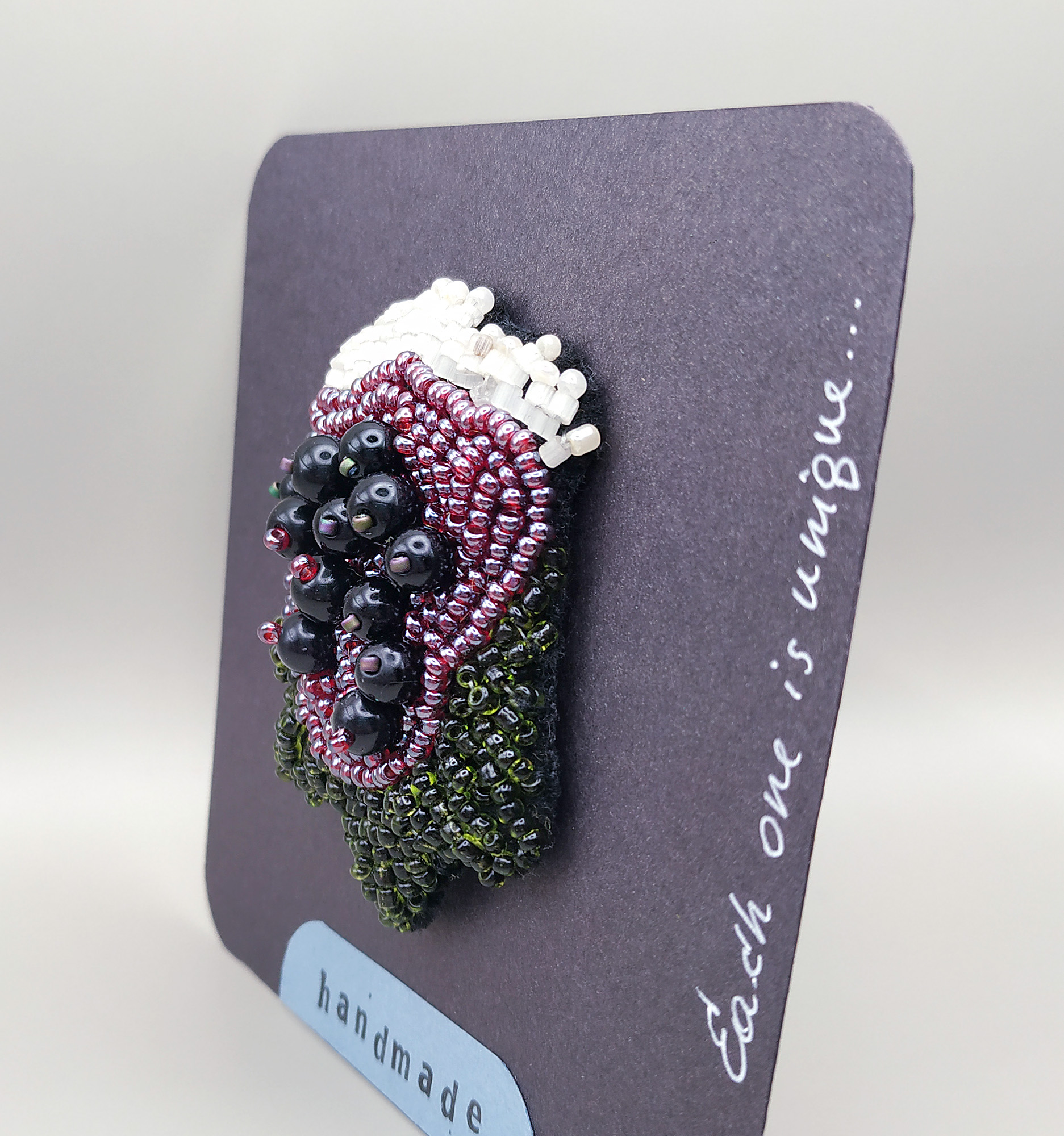 Moody Floral Brooch, Hand-Embroidered with Seed Beads, Gift-Ready, photo 6