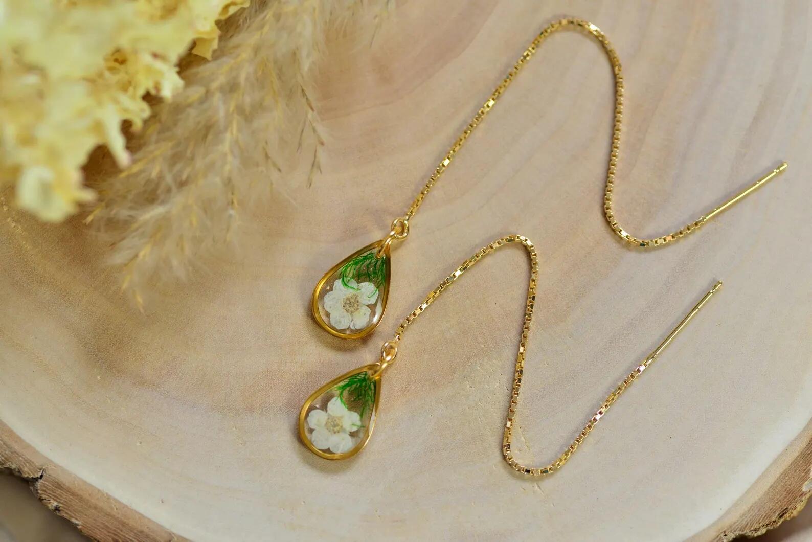 Botanical Resin Threader Earrings - Hawthorn &amp; Moss, photo 5